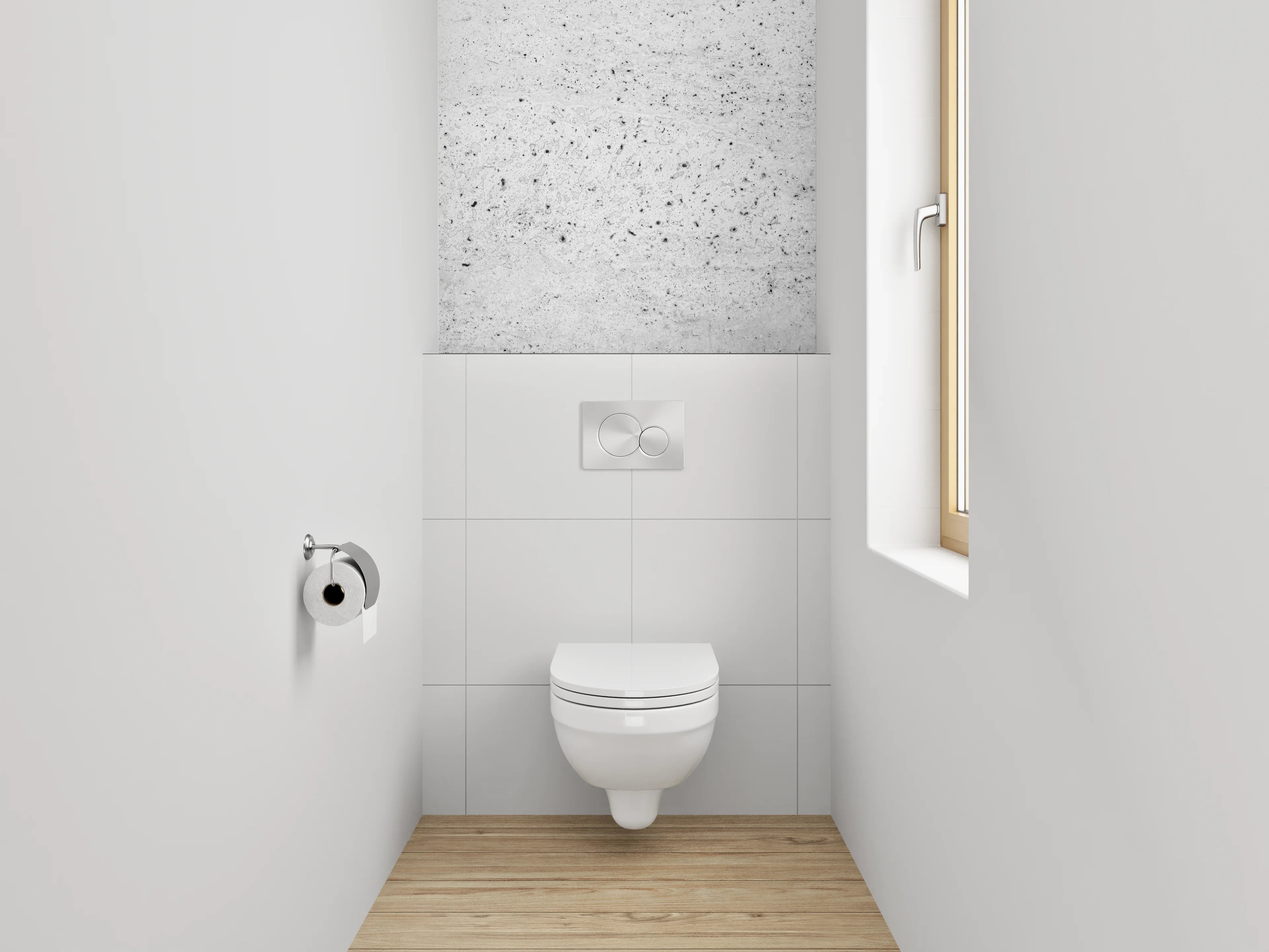 WC-Rückwand - Betonoptik Weiß Grau minimalistisch