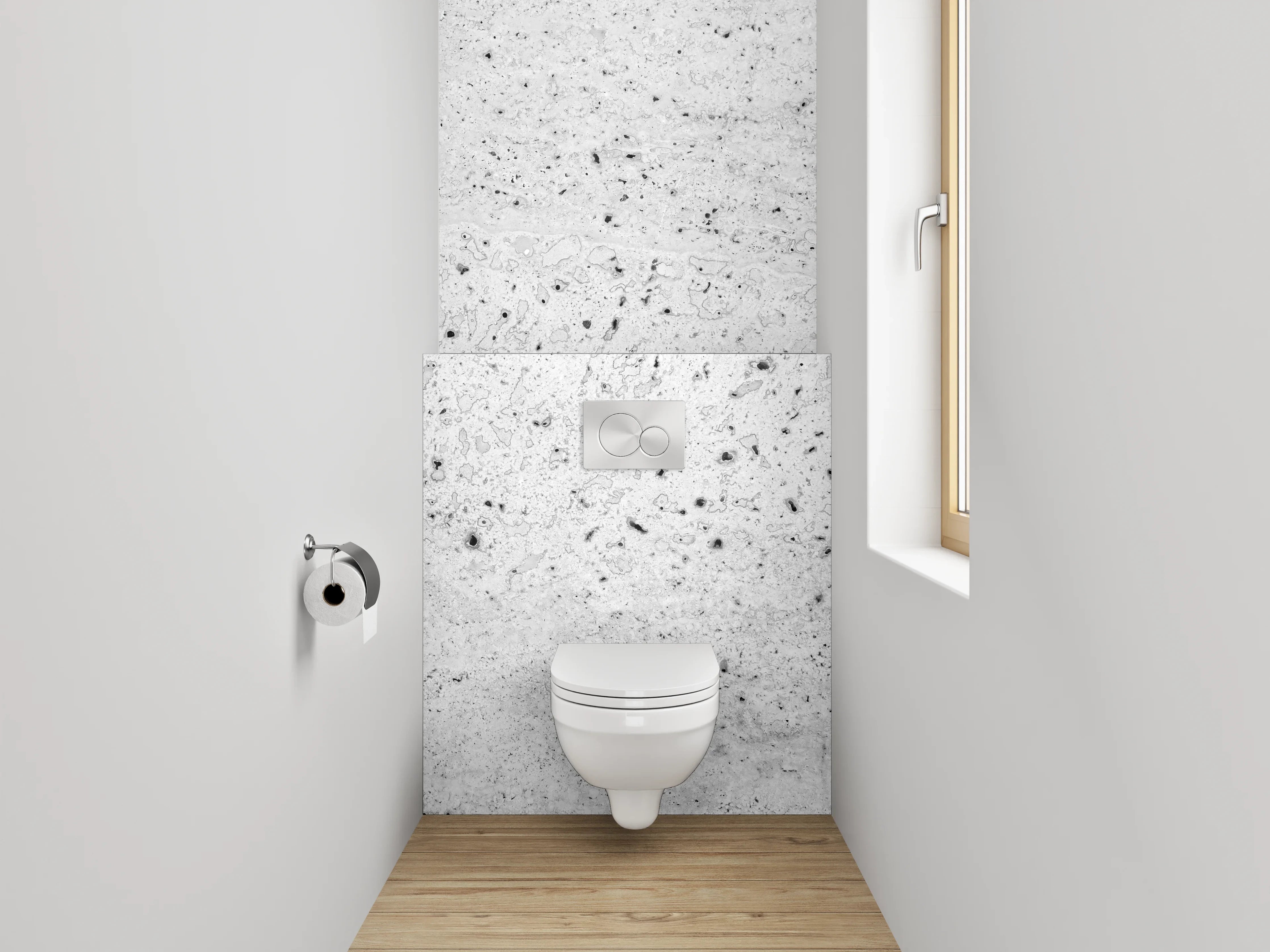 WC-Rückwand - Betonoptik Weiß Grau minimalistisch