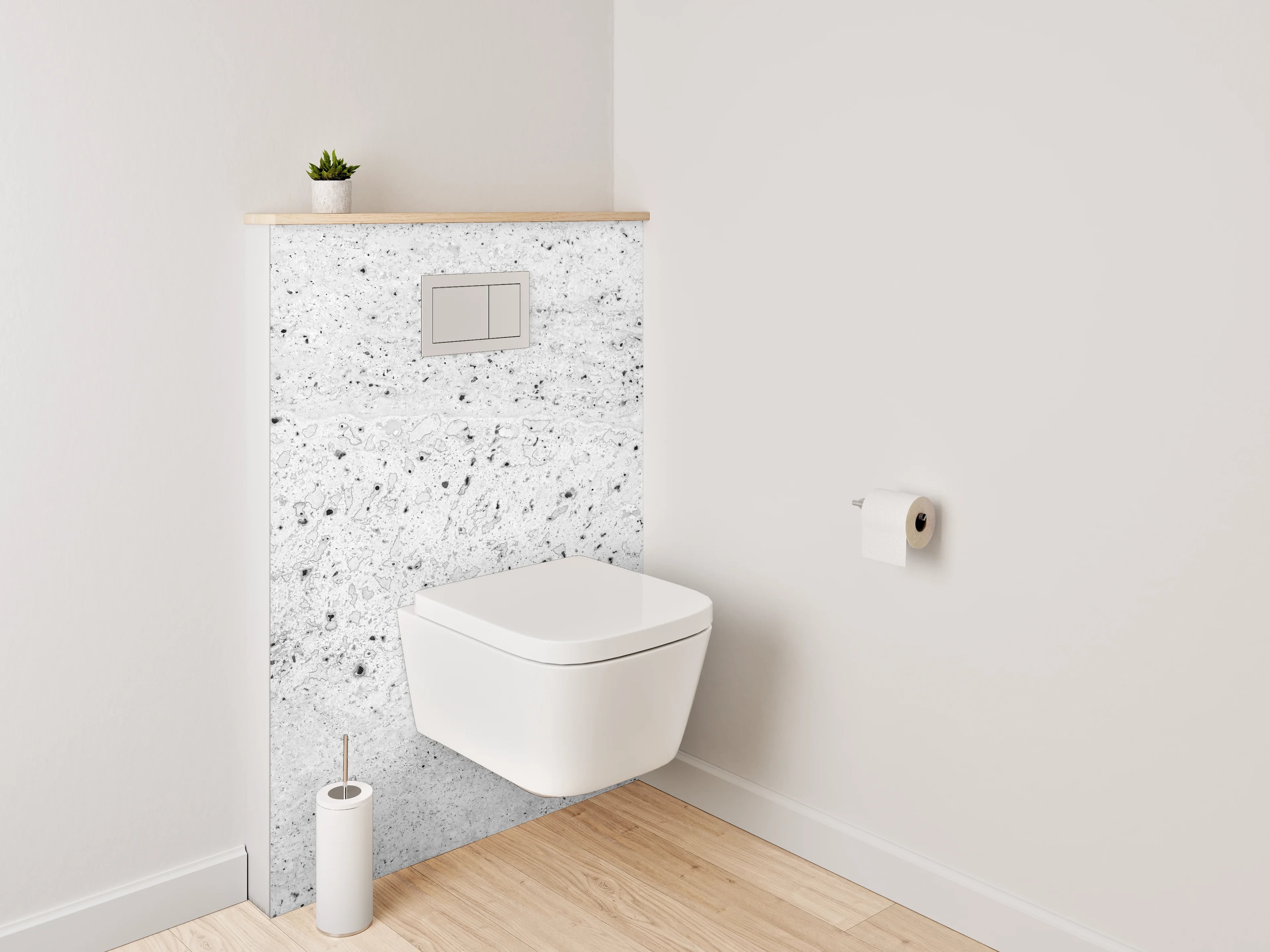 WC-Rückwand - Betonoptik Weiß Grau minimalistisch