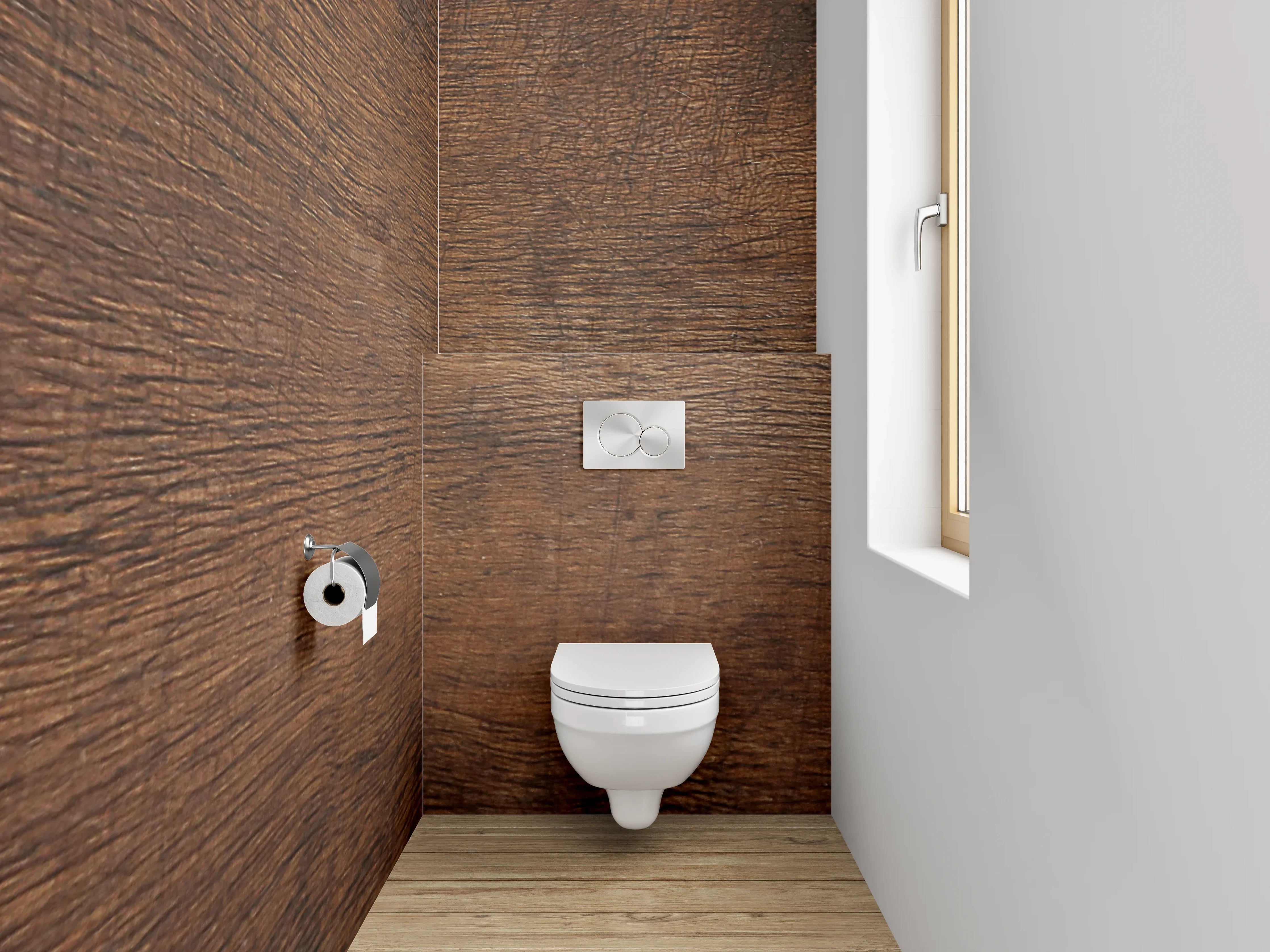 WC-Rückwand - Wärme- und Holzstruktur