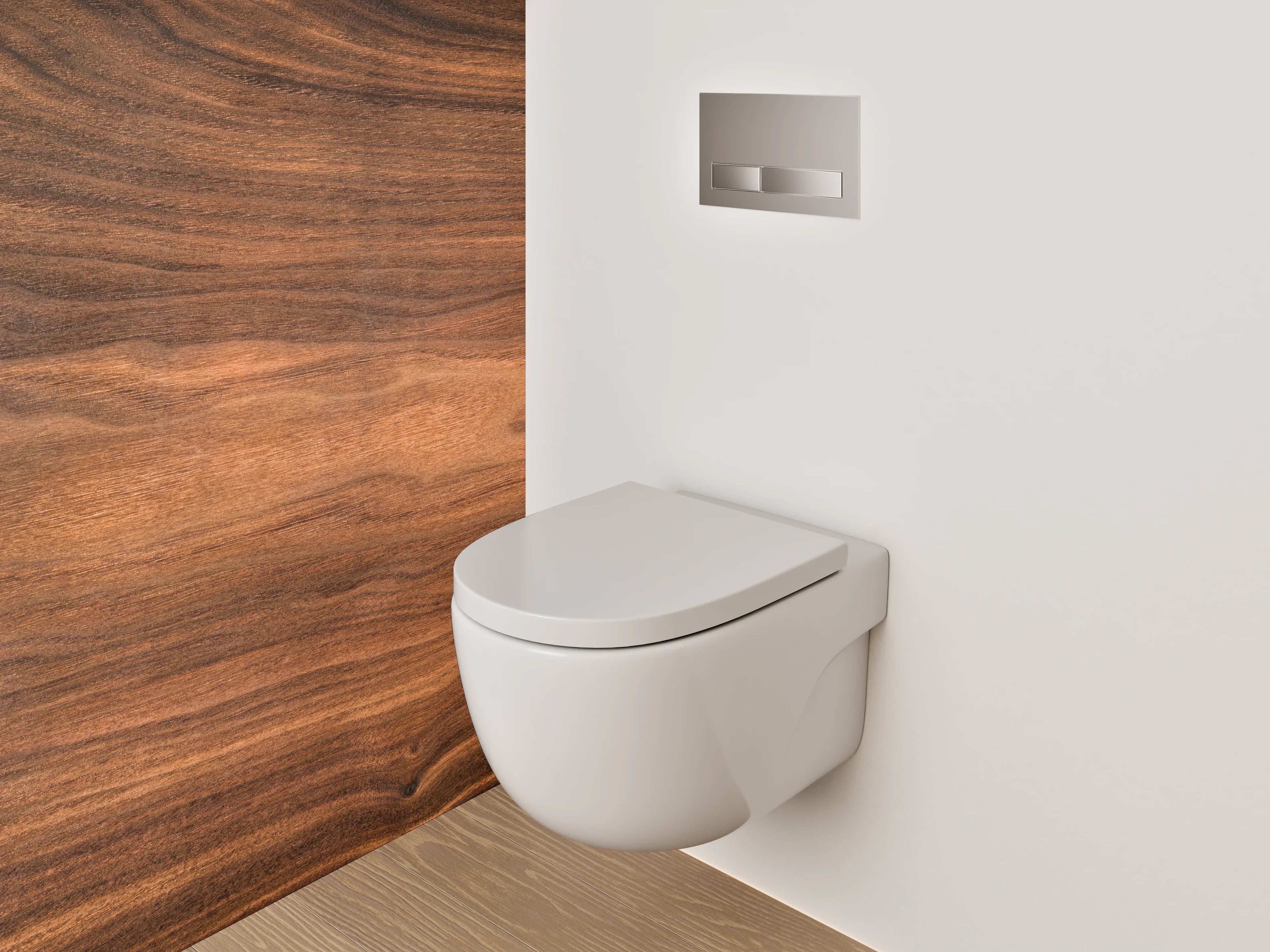 WC-Rückwand - Wärmeholz mit eleganten Maserungen