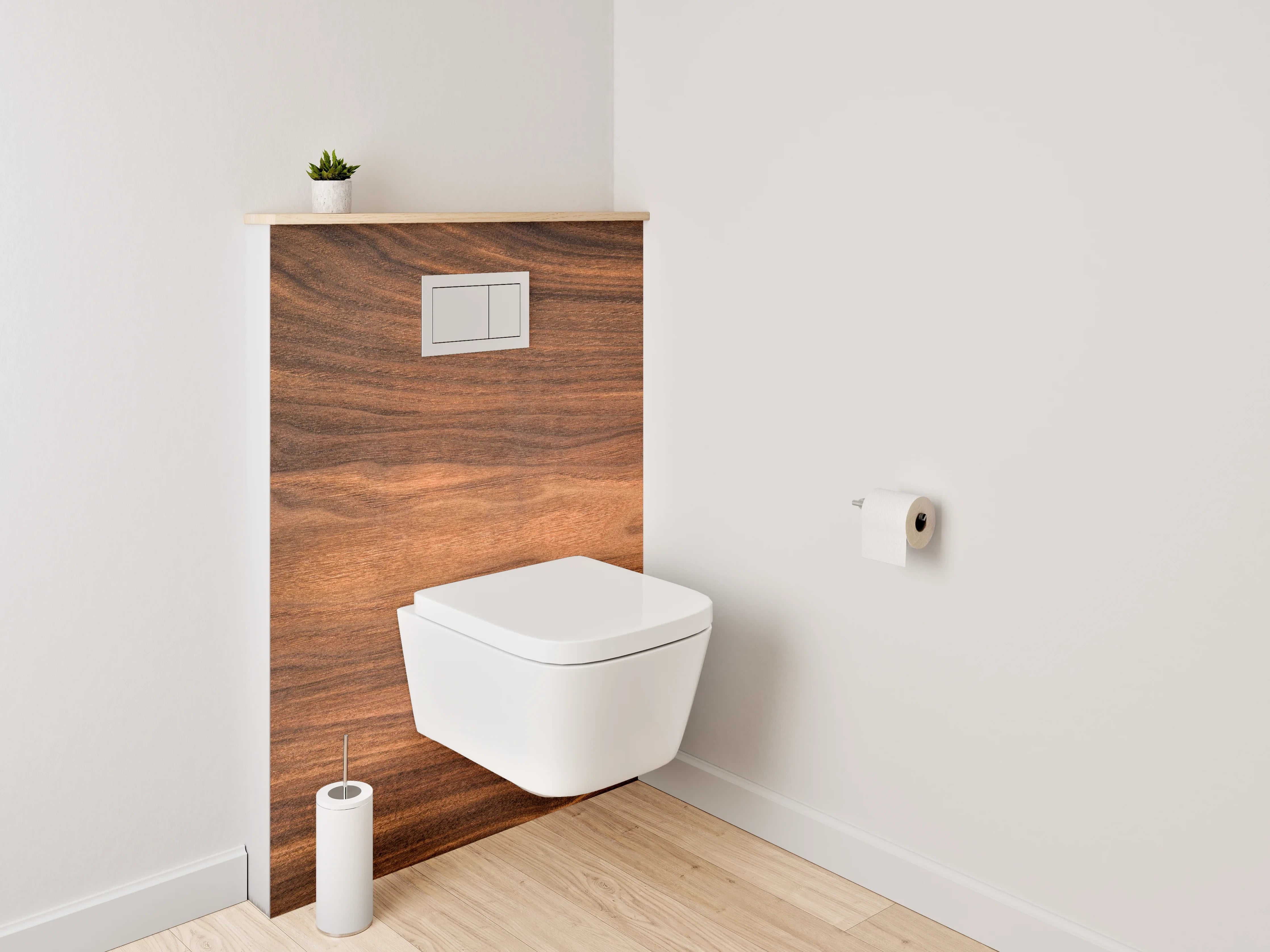 WC-Rückwand - Wärmeholz mit eleganten Maserungen