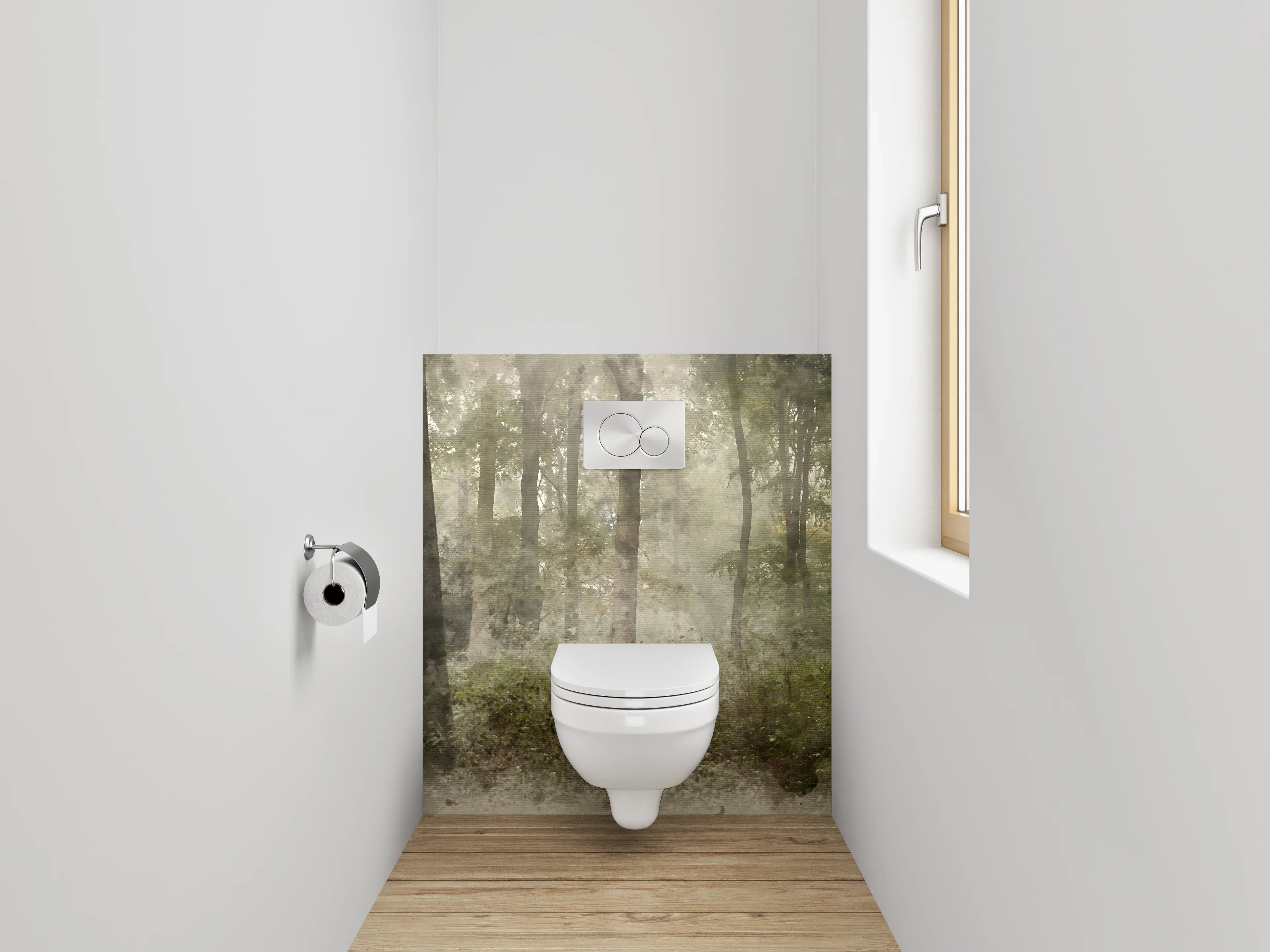 WC-Rückwand - Wald Panorama Aquarell Wandbild
