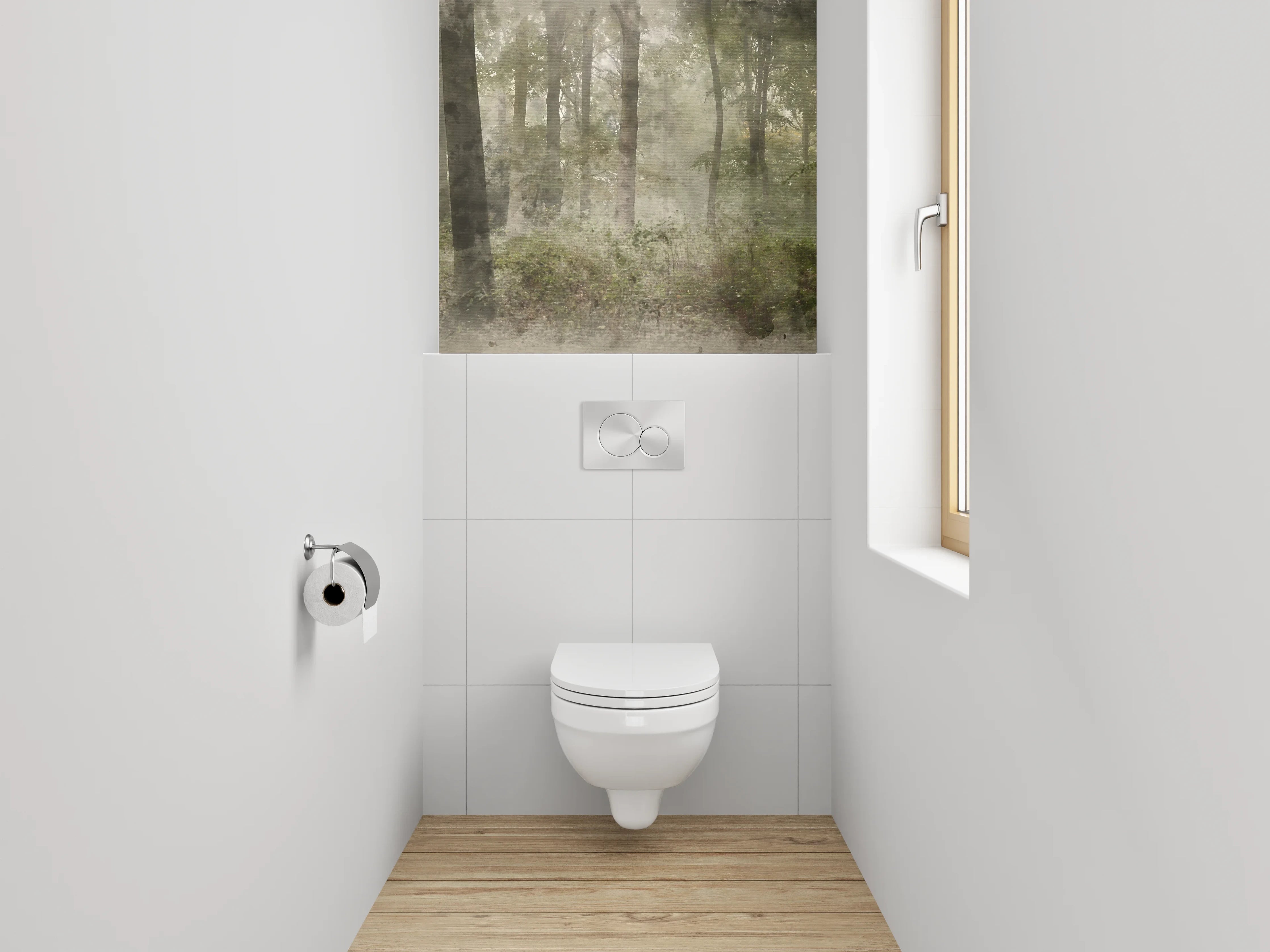 WC-Rückwand - Wald Panorama Aquarell Wandbild