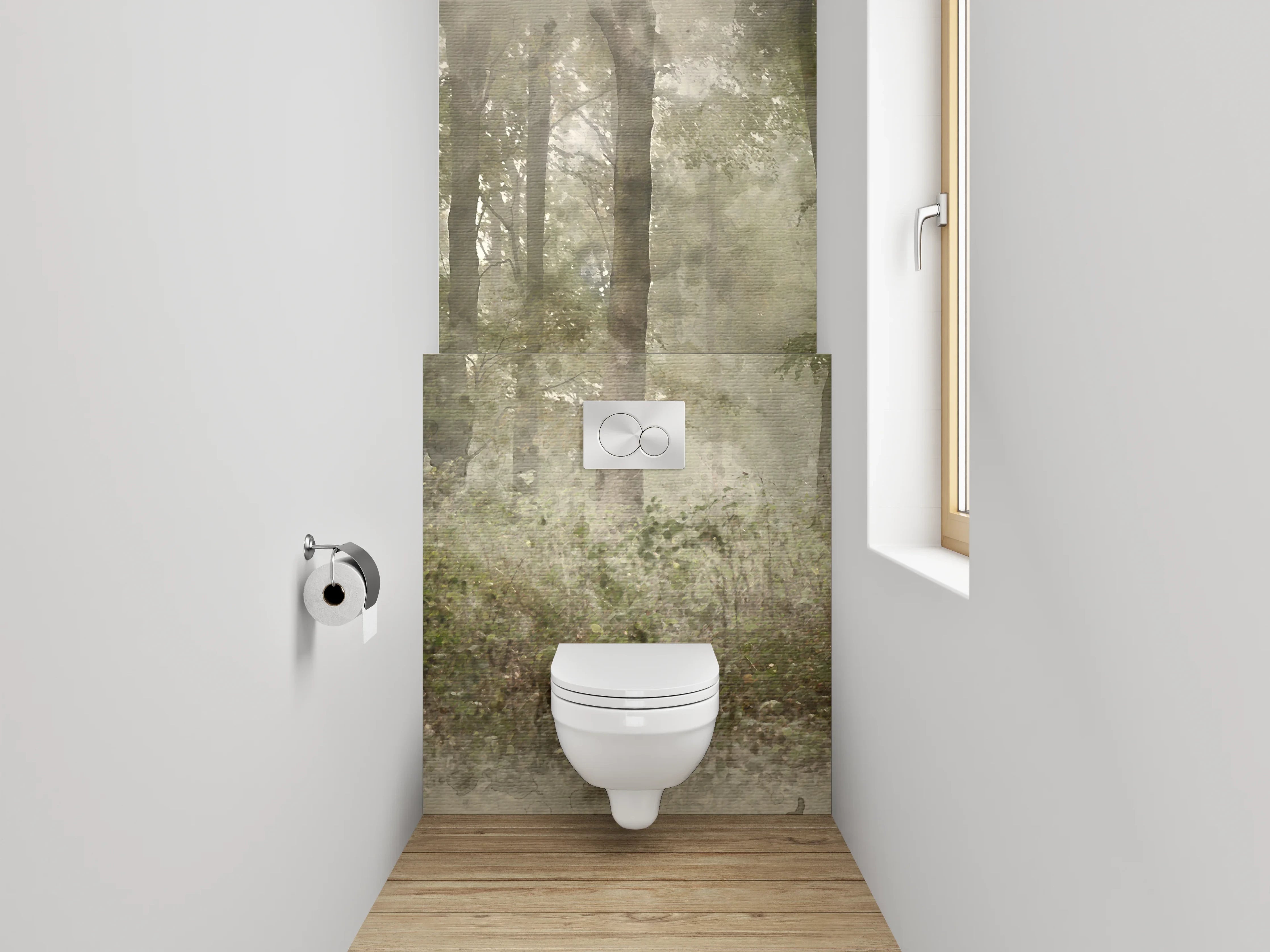 WC-Rückwand - Wald Panorama Aquarell Wandbild
