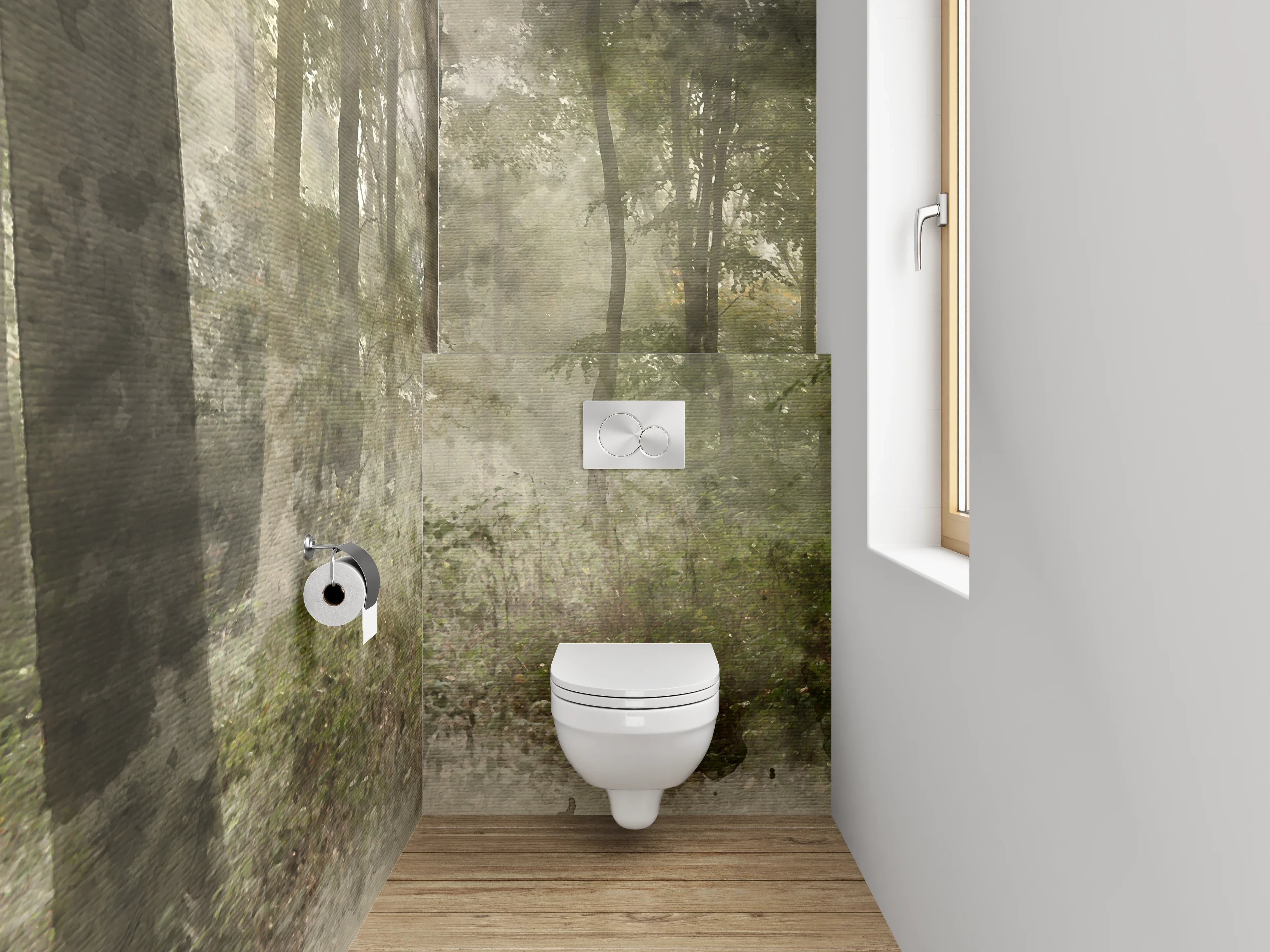 WC-Rückwand - Wald Panorama Aquarell Wandbild