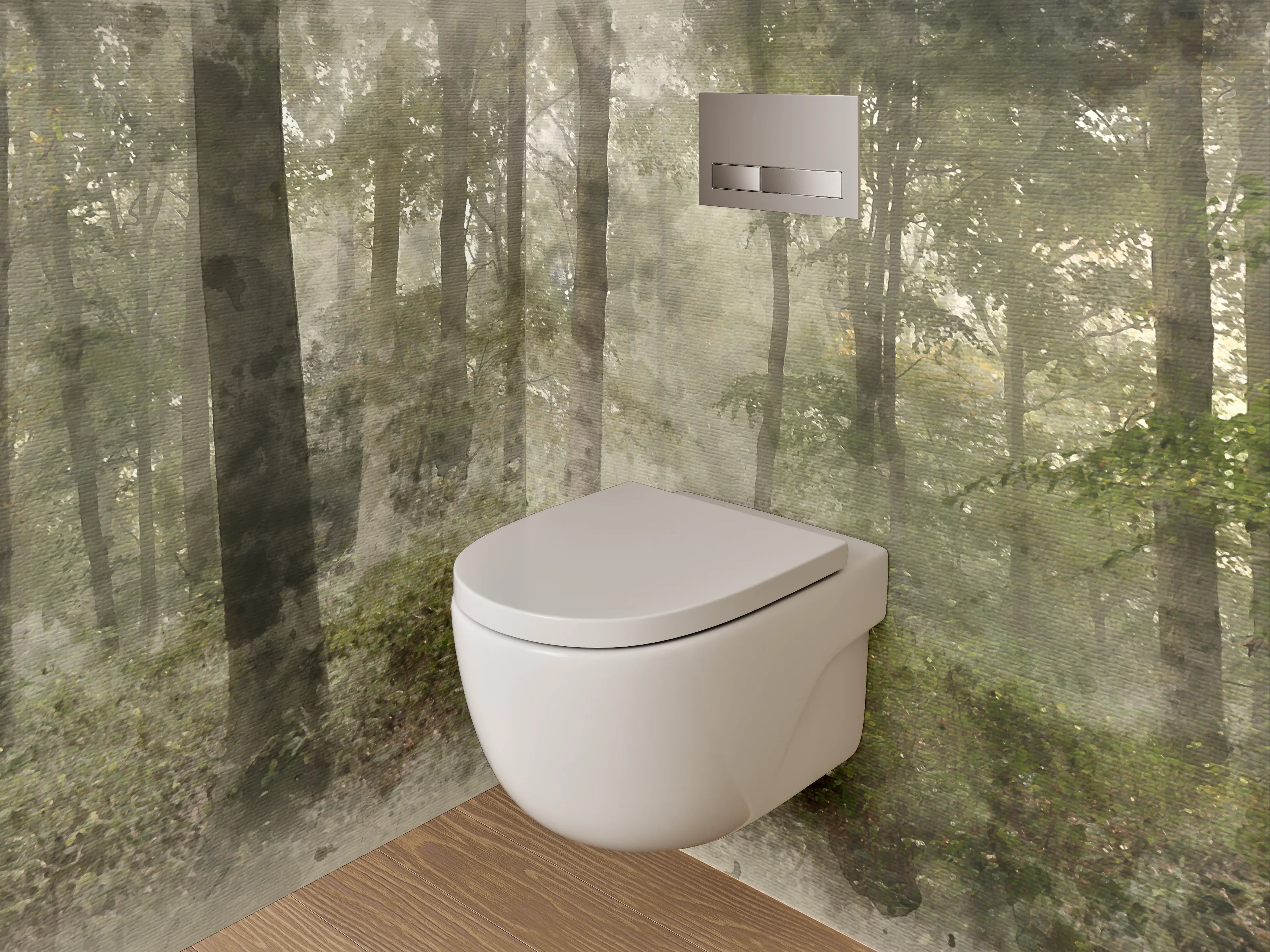 WC-Rückwand - Wald Panorama Aquarell Wandbild