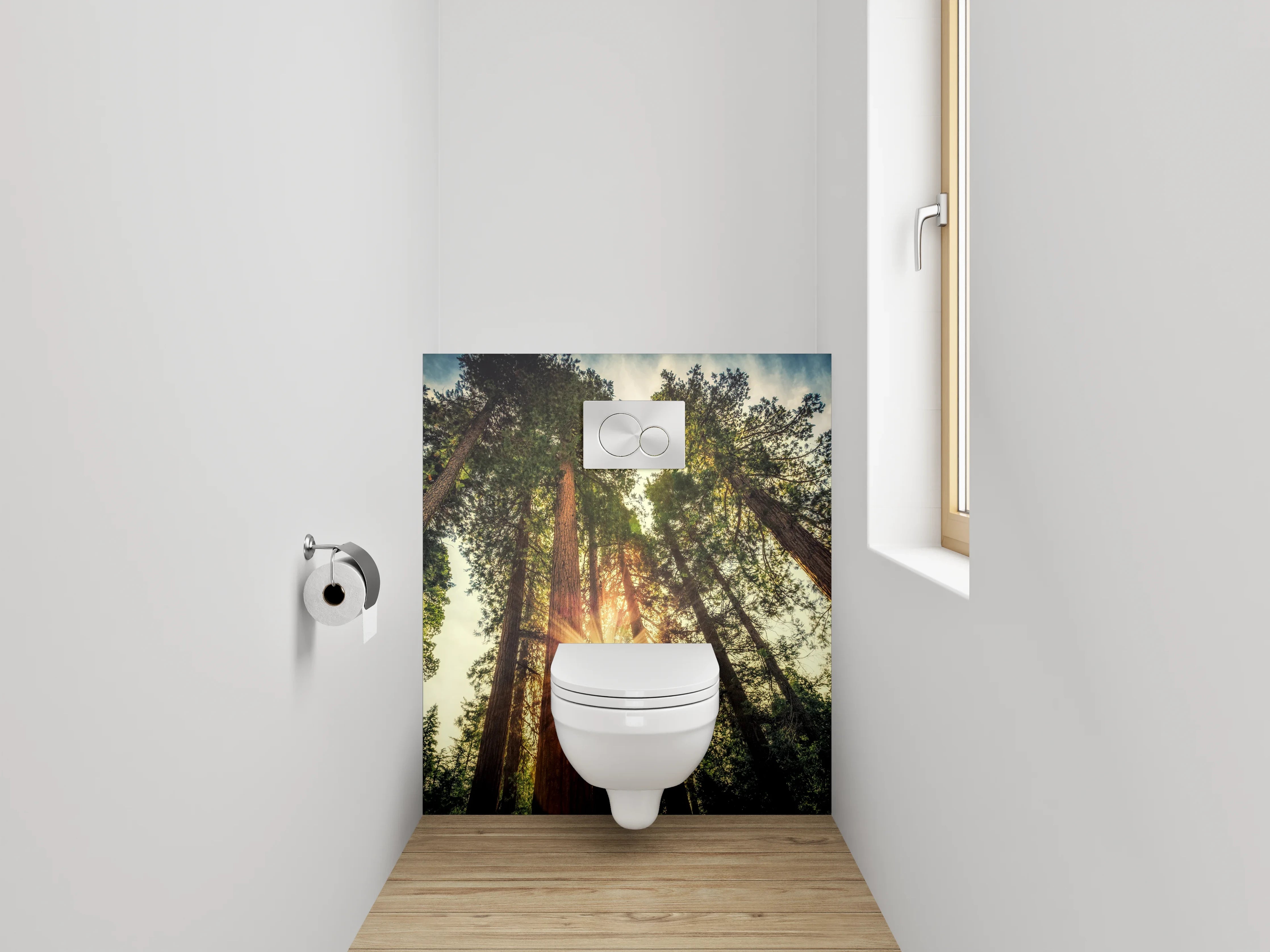 WC-Rückwand - Wald Sonnenstrahlen Natur Panorama
