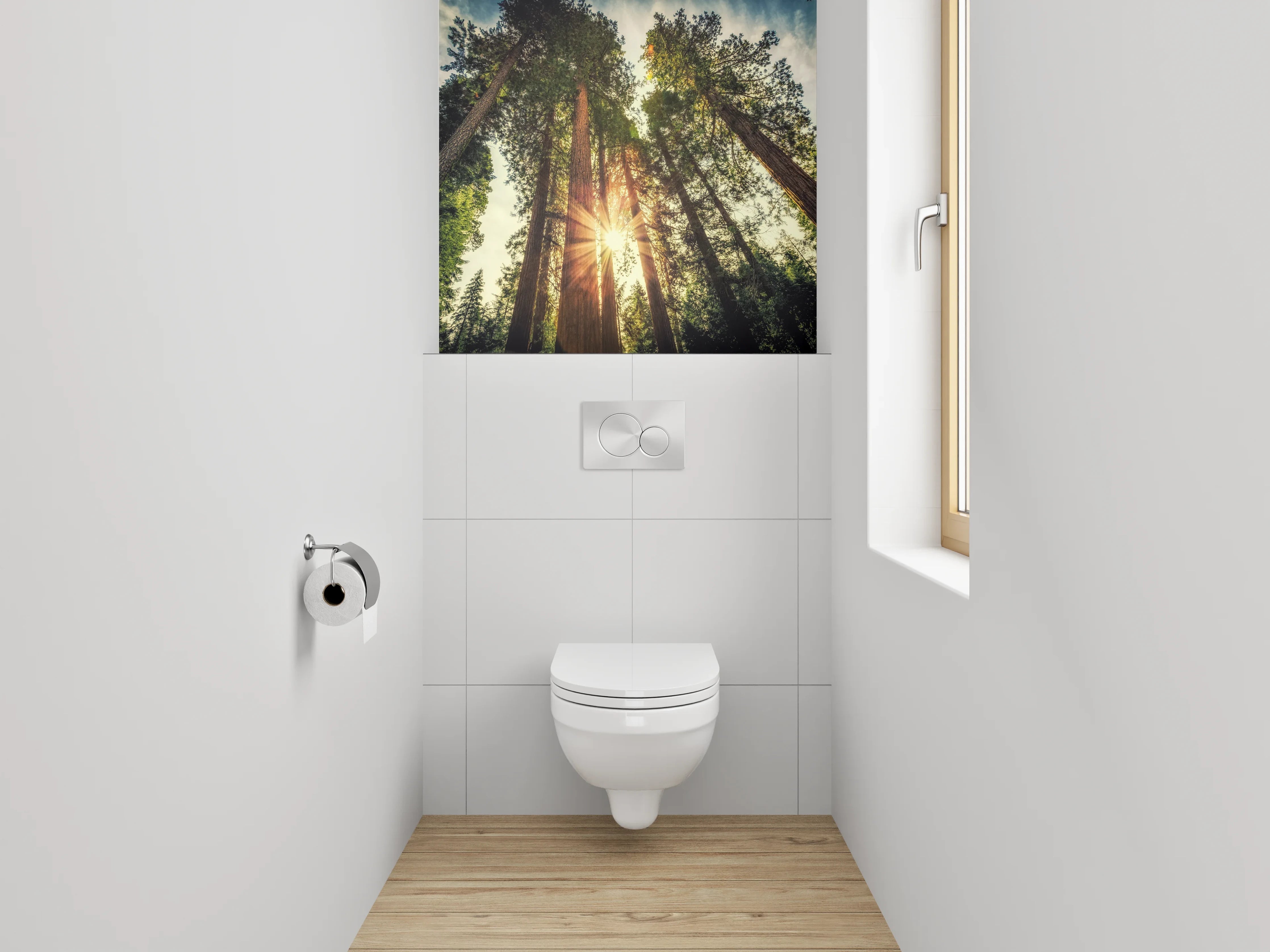 WC-Rückwand - Wald Sonnenstrahlen Natur Panorama