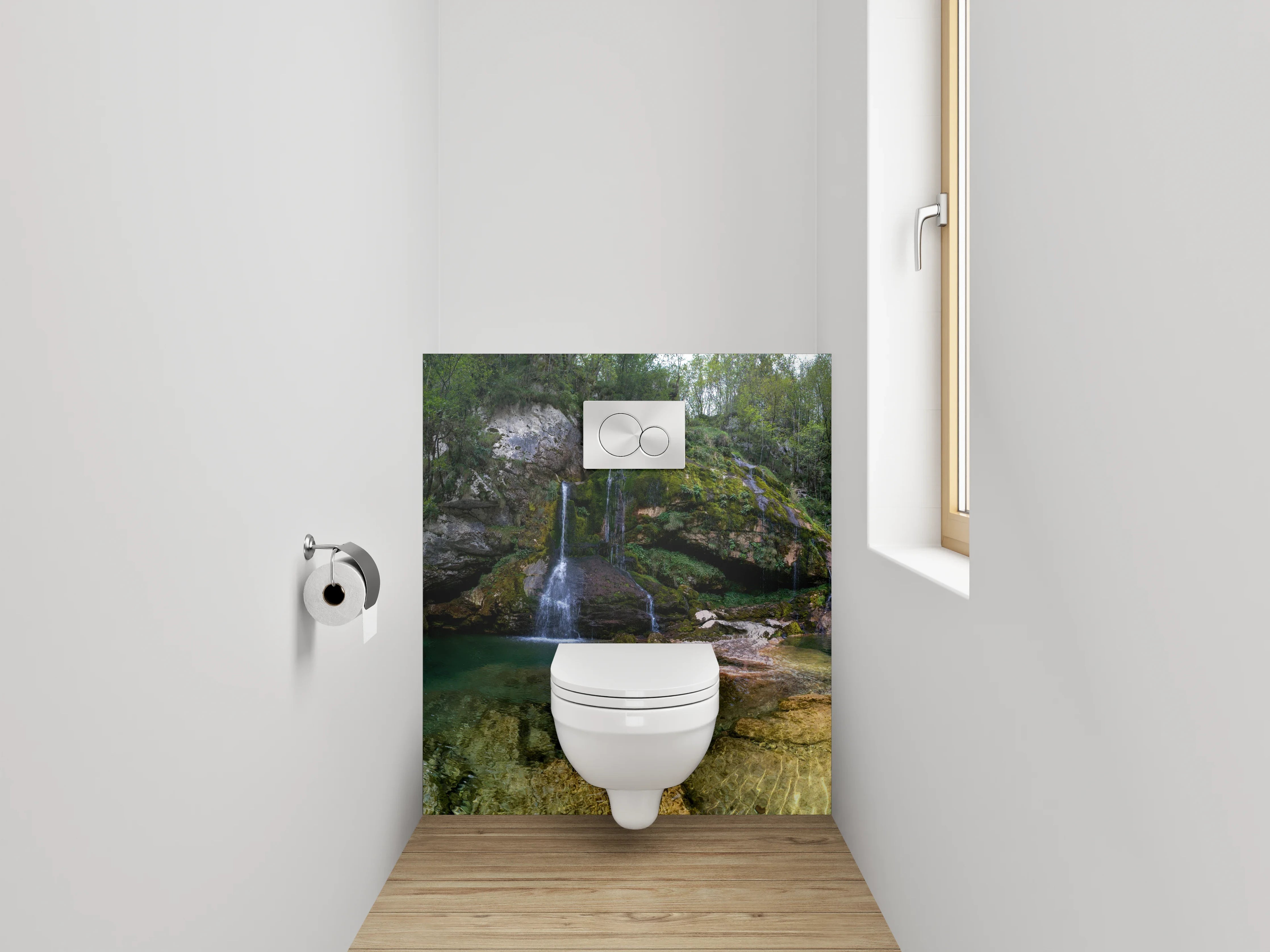WC-Rückwand - Wald Wasserfall Panorama Fototapete