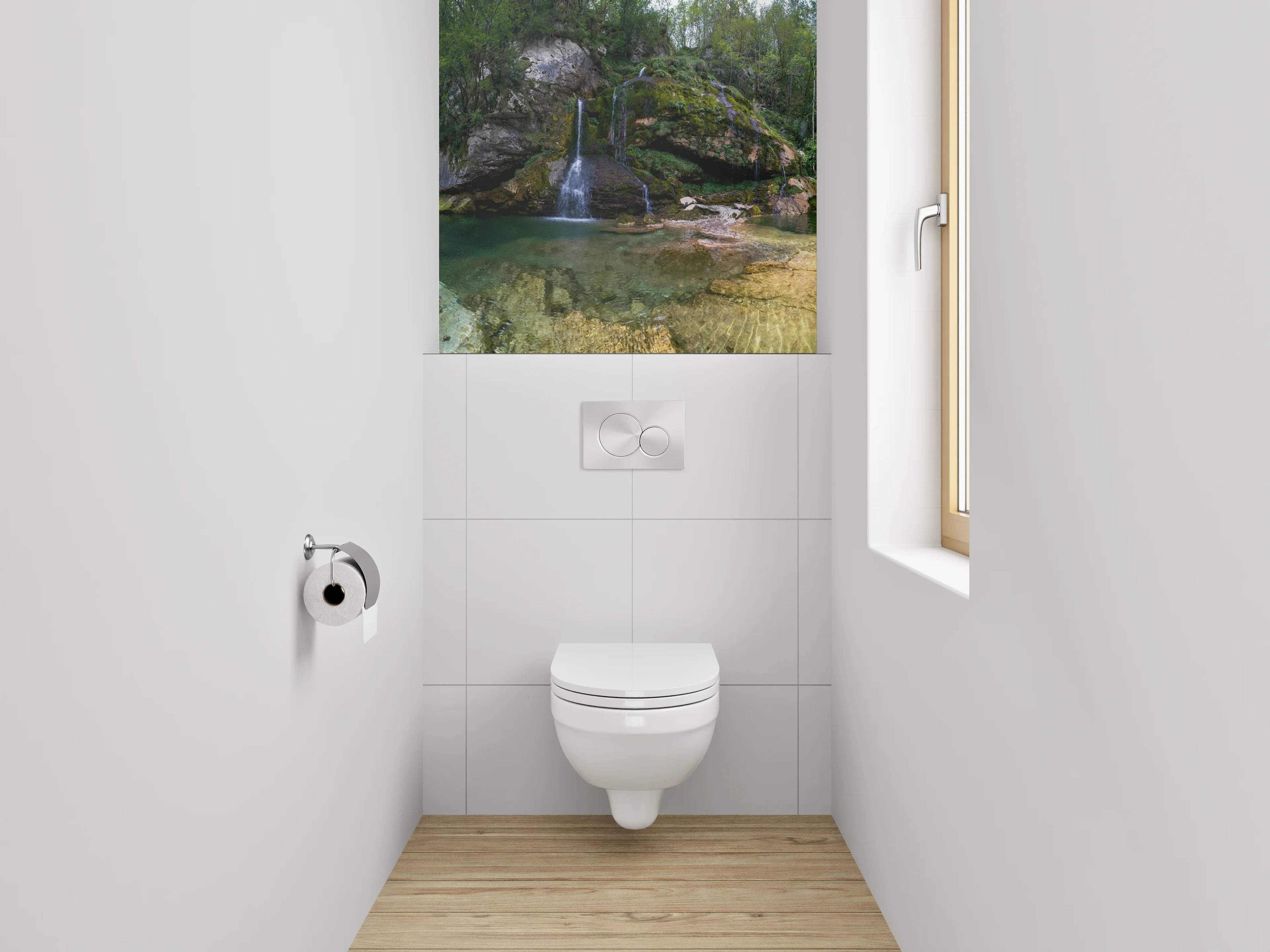 WC-Rückwand - Wald Wasserfall Panorama Fototapete