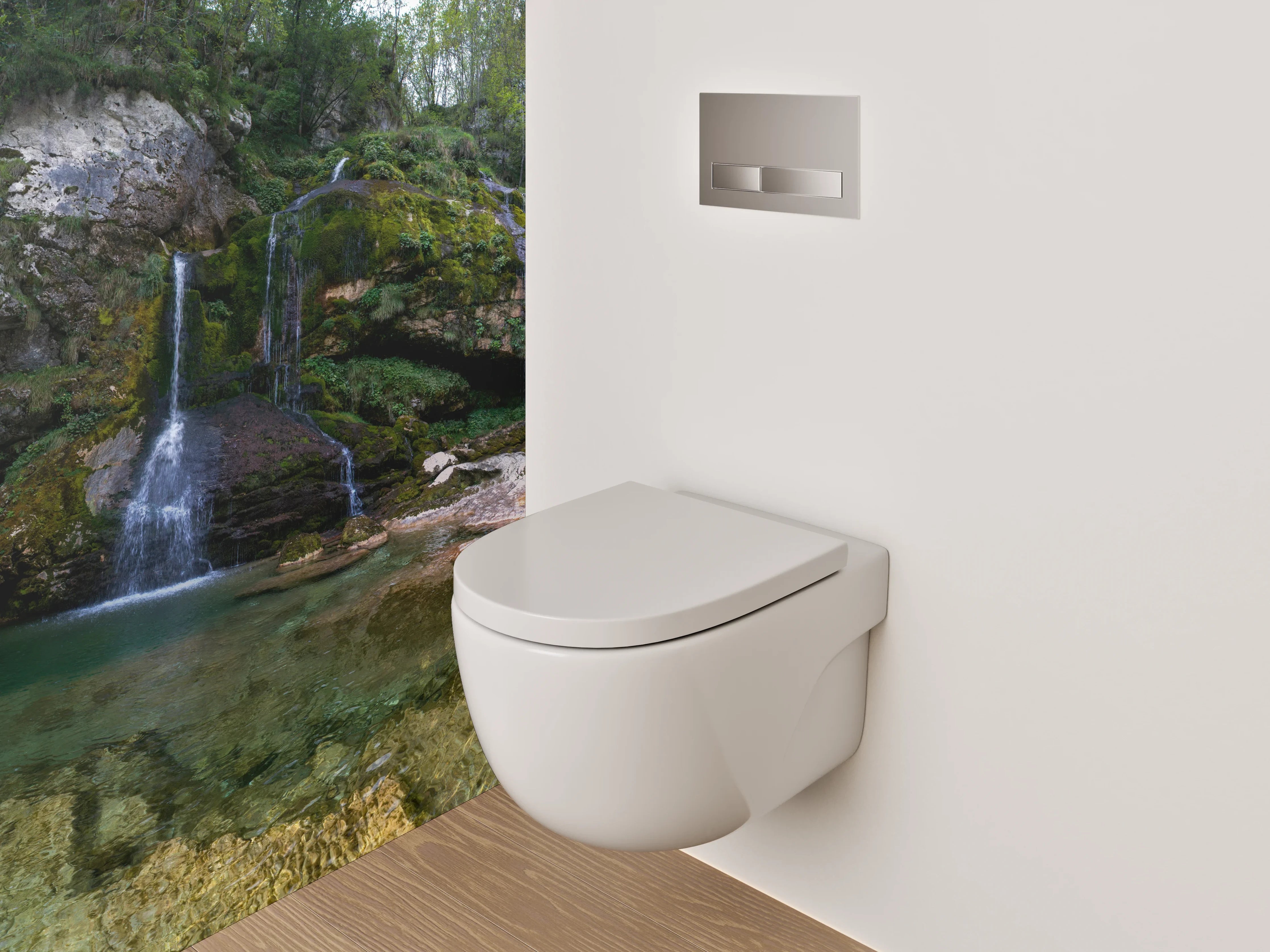 WC-Rückwand - Wald Wasserfall Panorama Fototapete