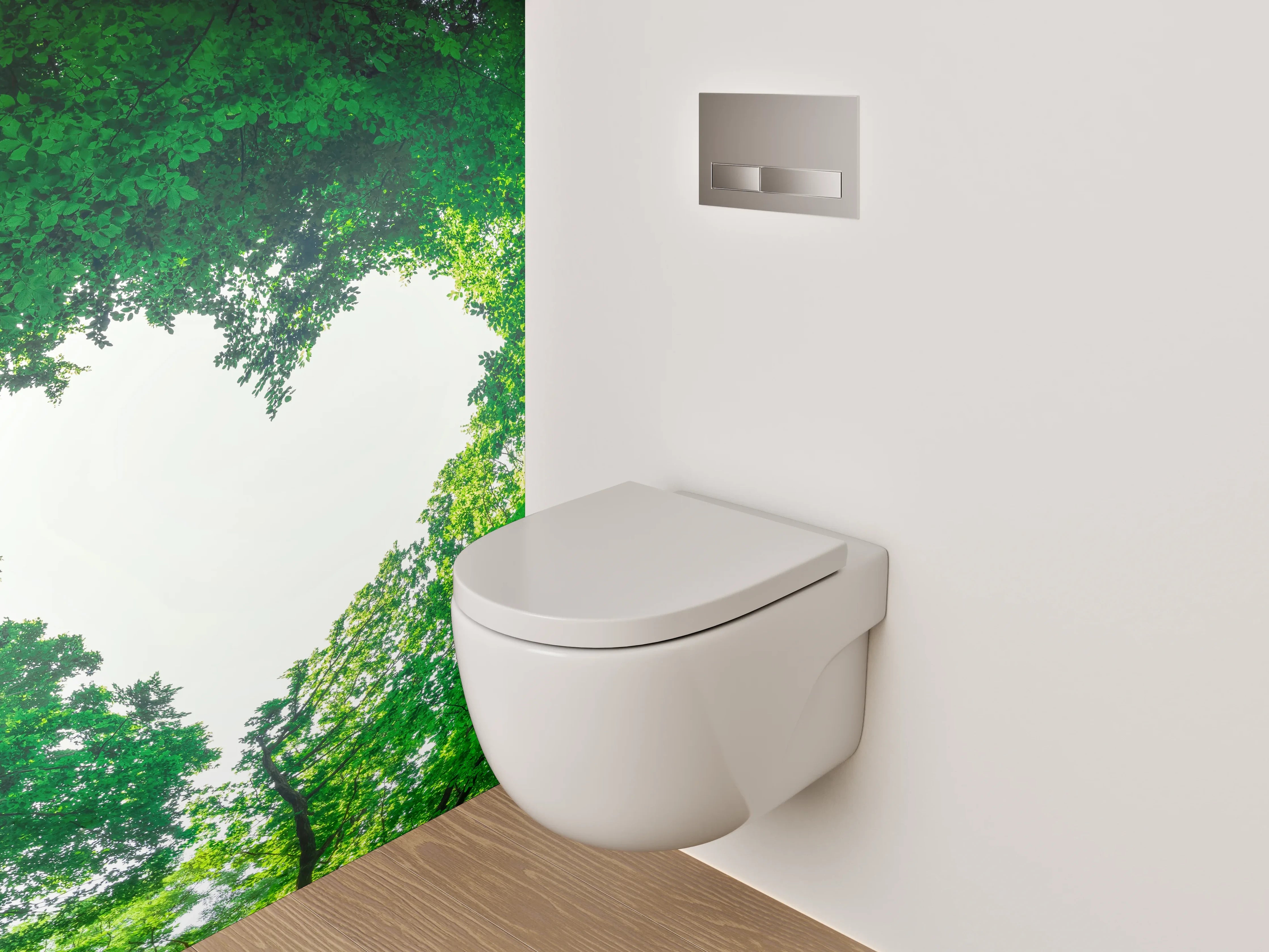 WC-Rückwand - Waldherz Naturbild – Frische grüne Liebe