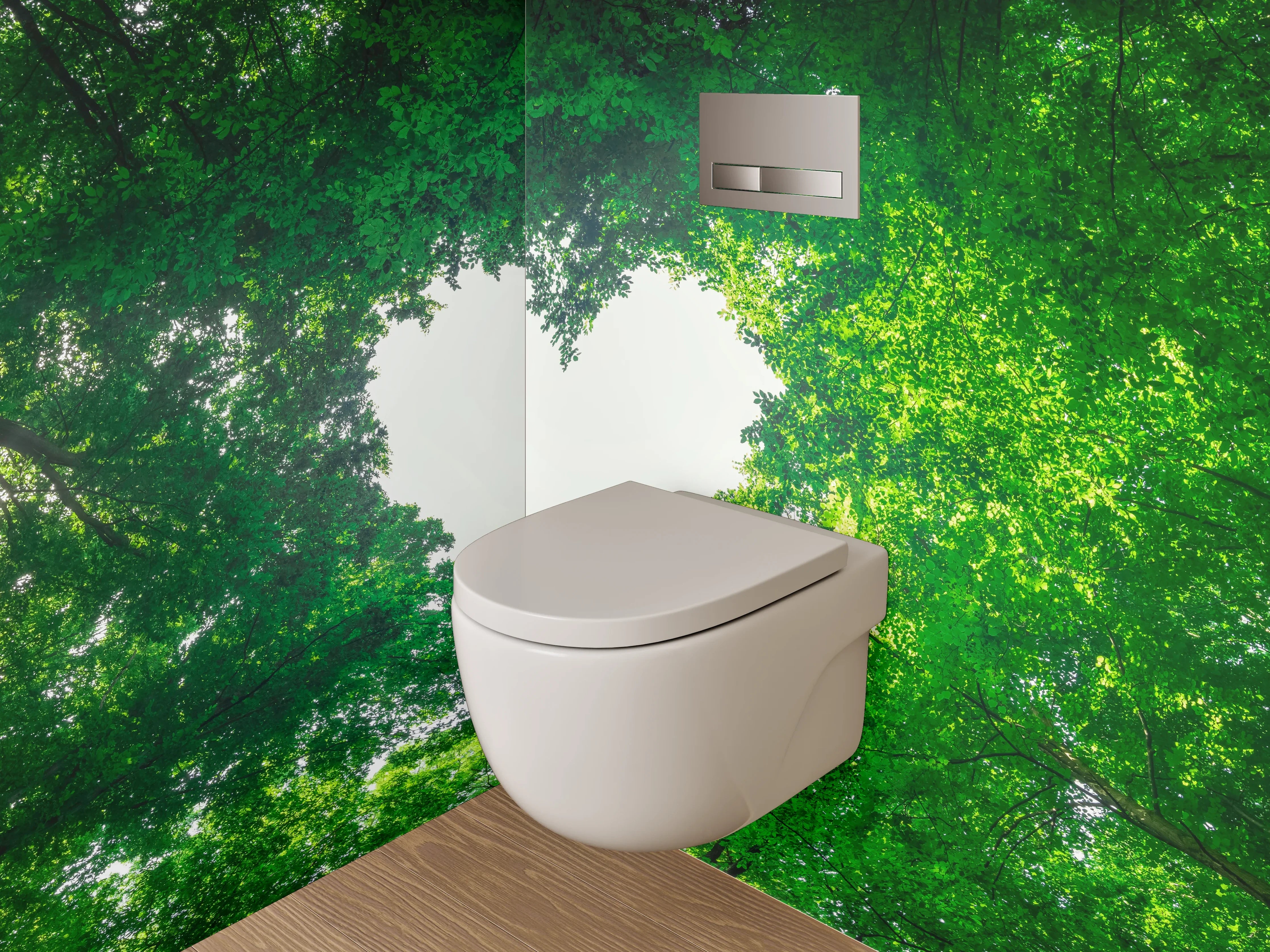 WC-Rückwand - Waldherz Naturbild – Frische grüne Liebe