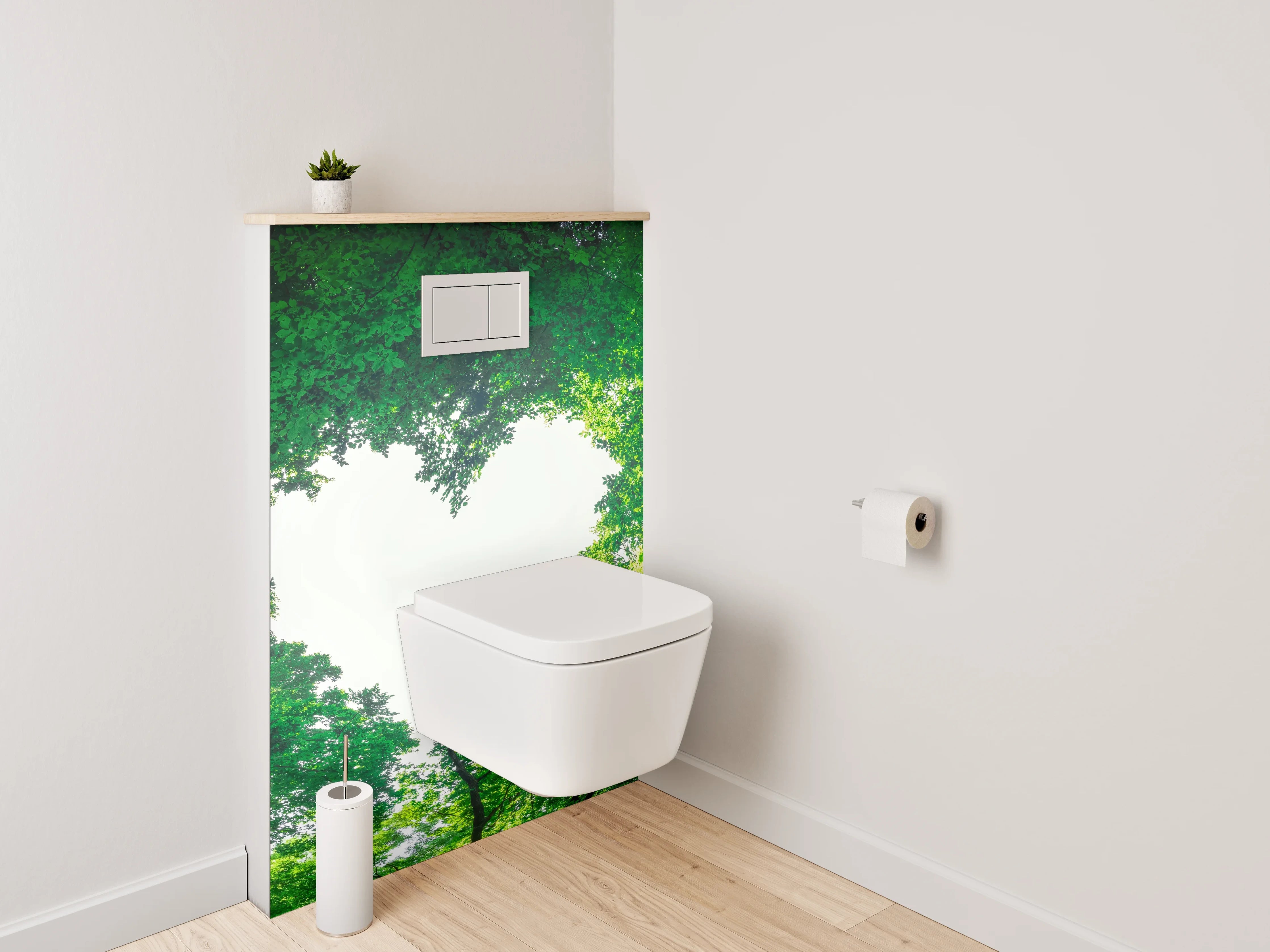 WC-Rückwand - Waldherz Naturbild – Frische grüne Liebe