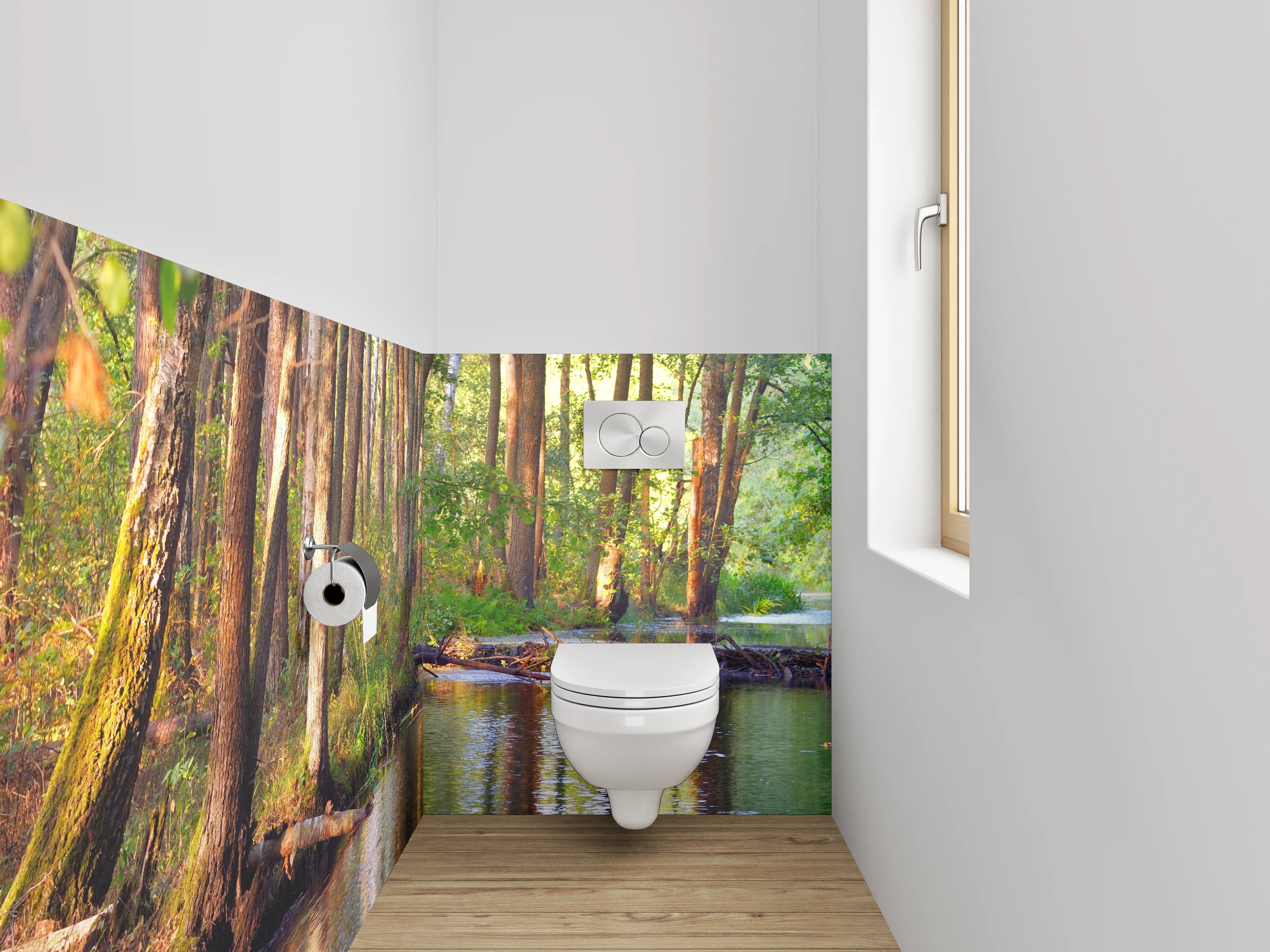 WC-Rückwand - Waldidylle am Bach – Naturmotiv