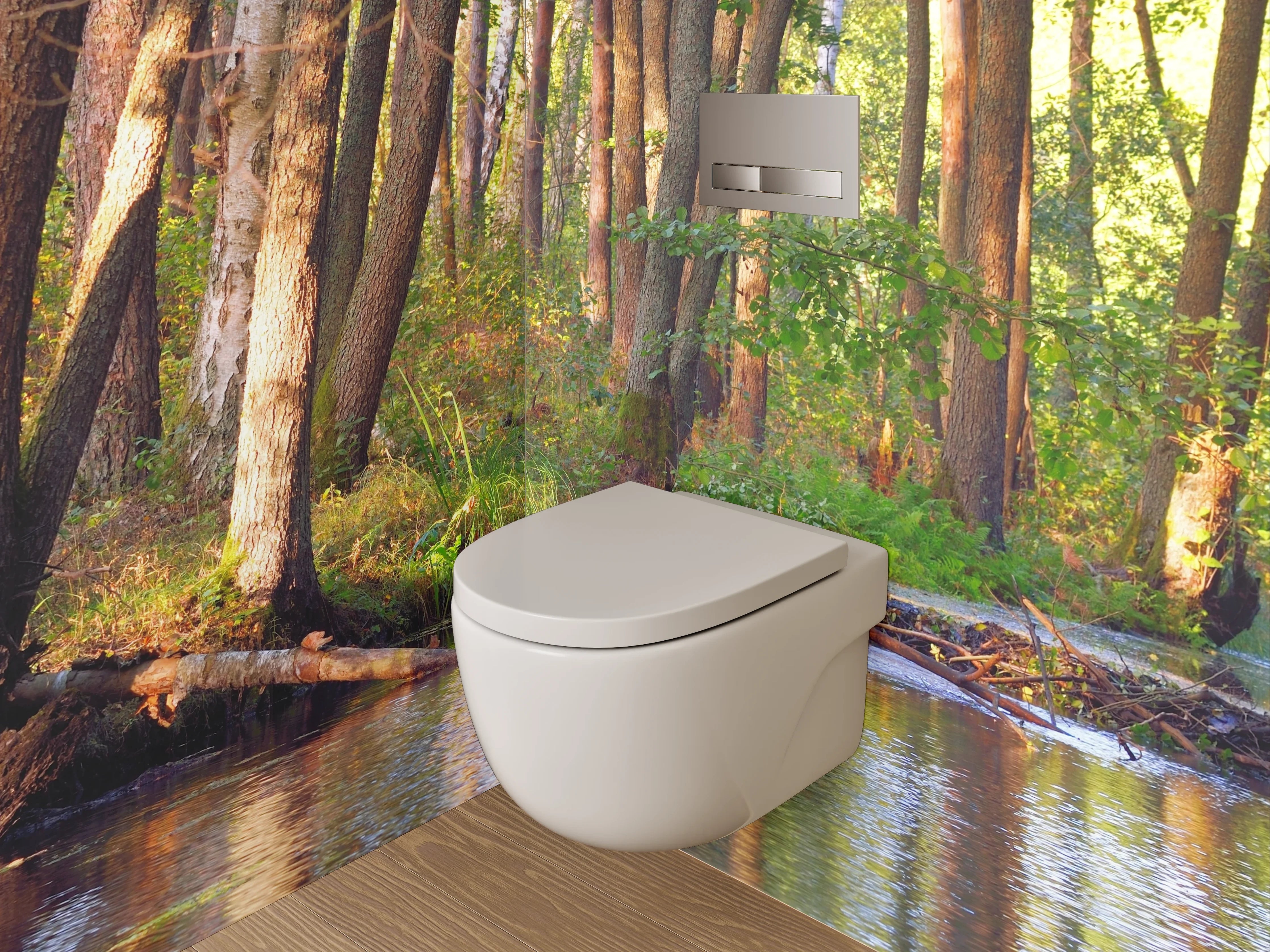 WC-Rückwand - Waldidylle am Bach – Naturmotiv