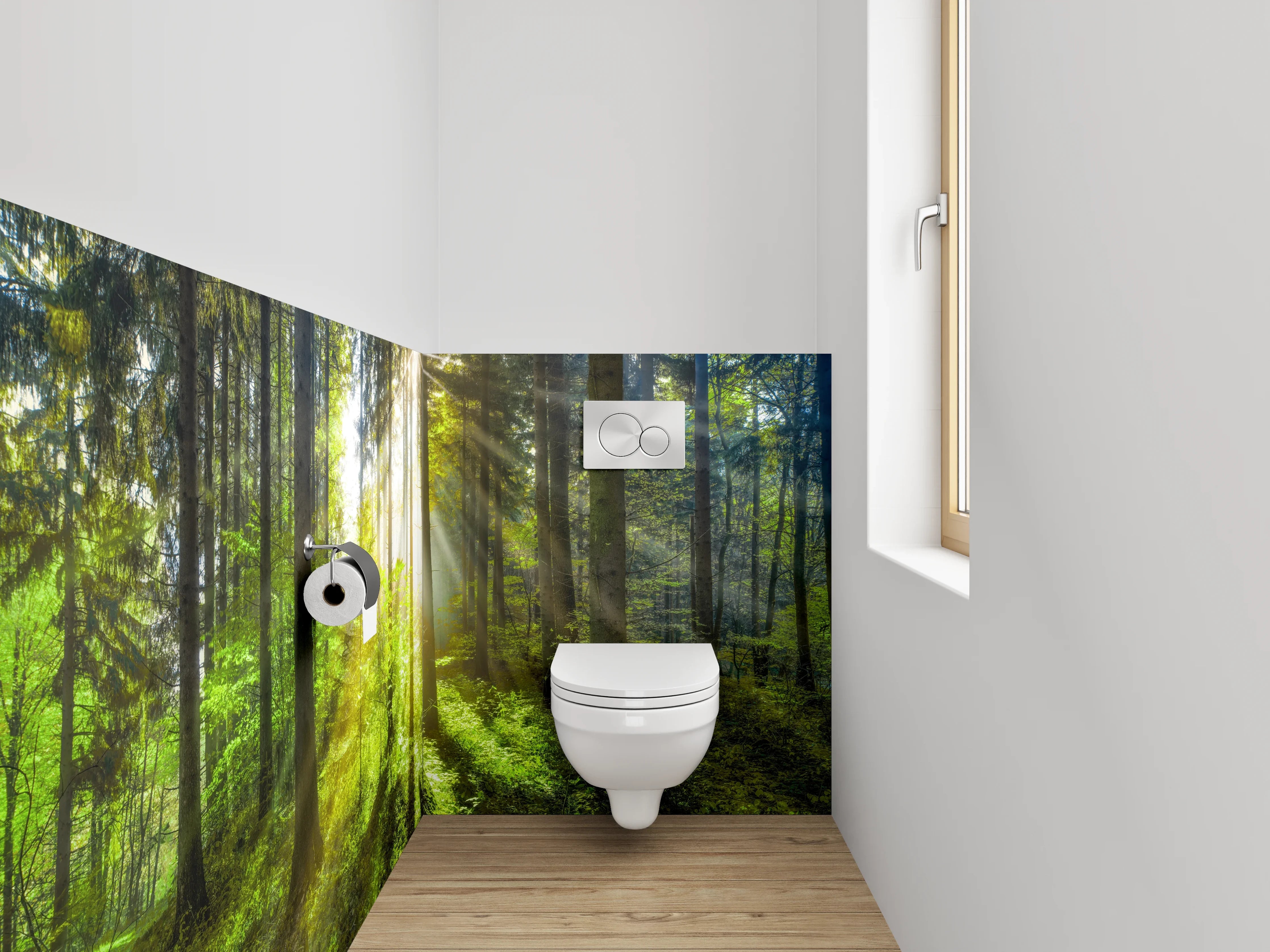 WC-Rückwand - Waldlichtung Sonnenstrahlen Naturmotiv