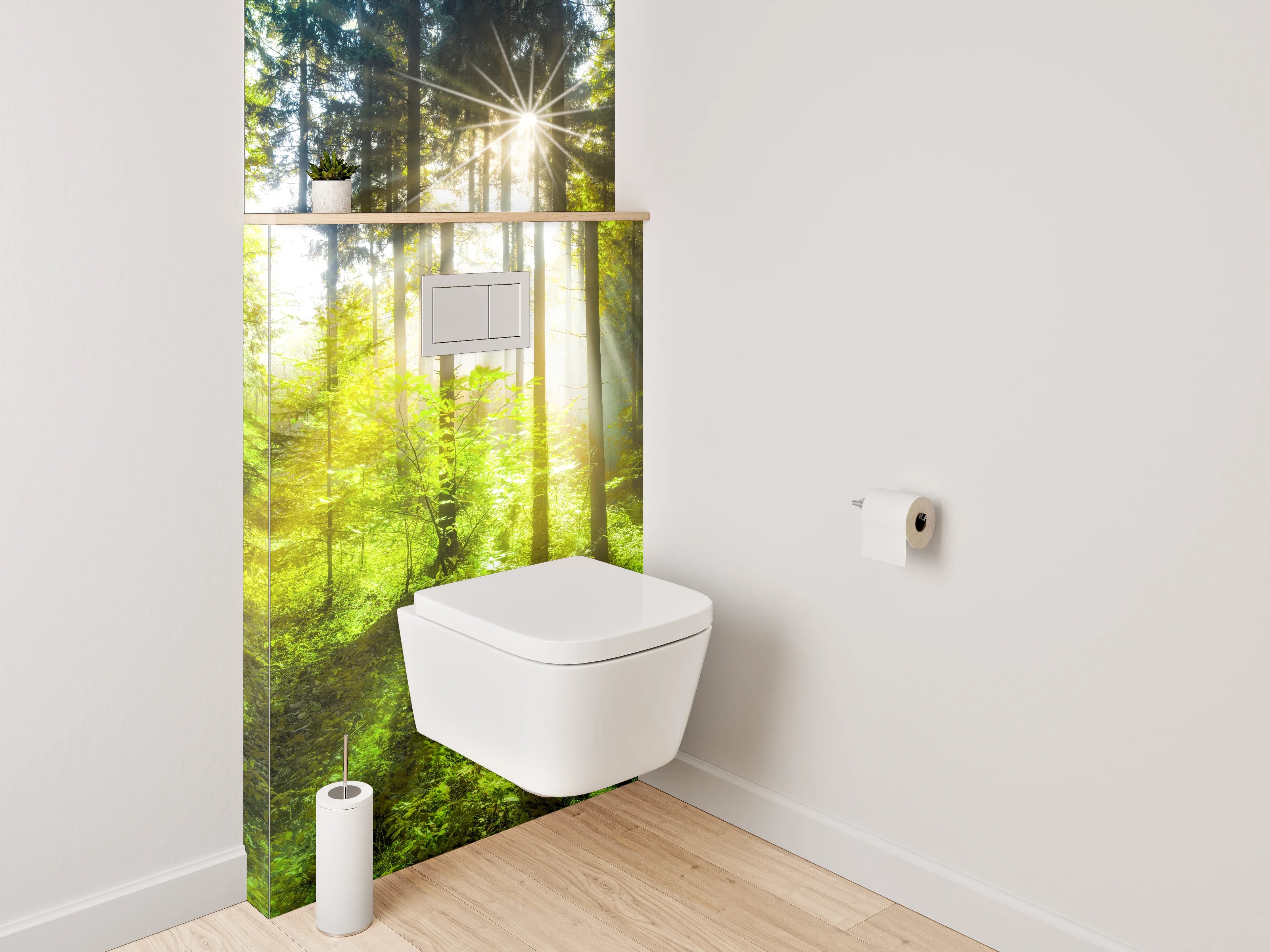 WC-Rückwand - Waldlichtung Sonnenstrahlen Naturmotiv