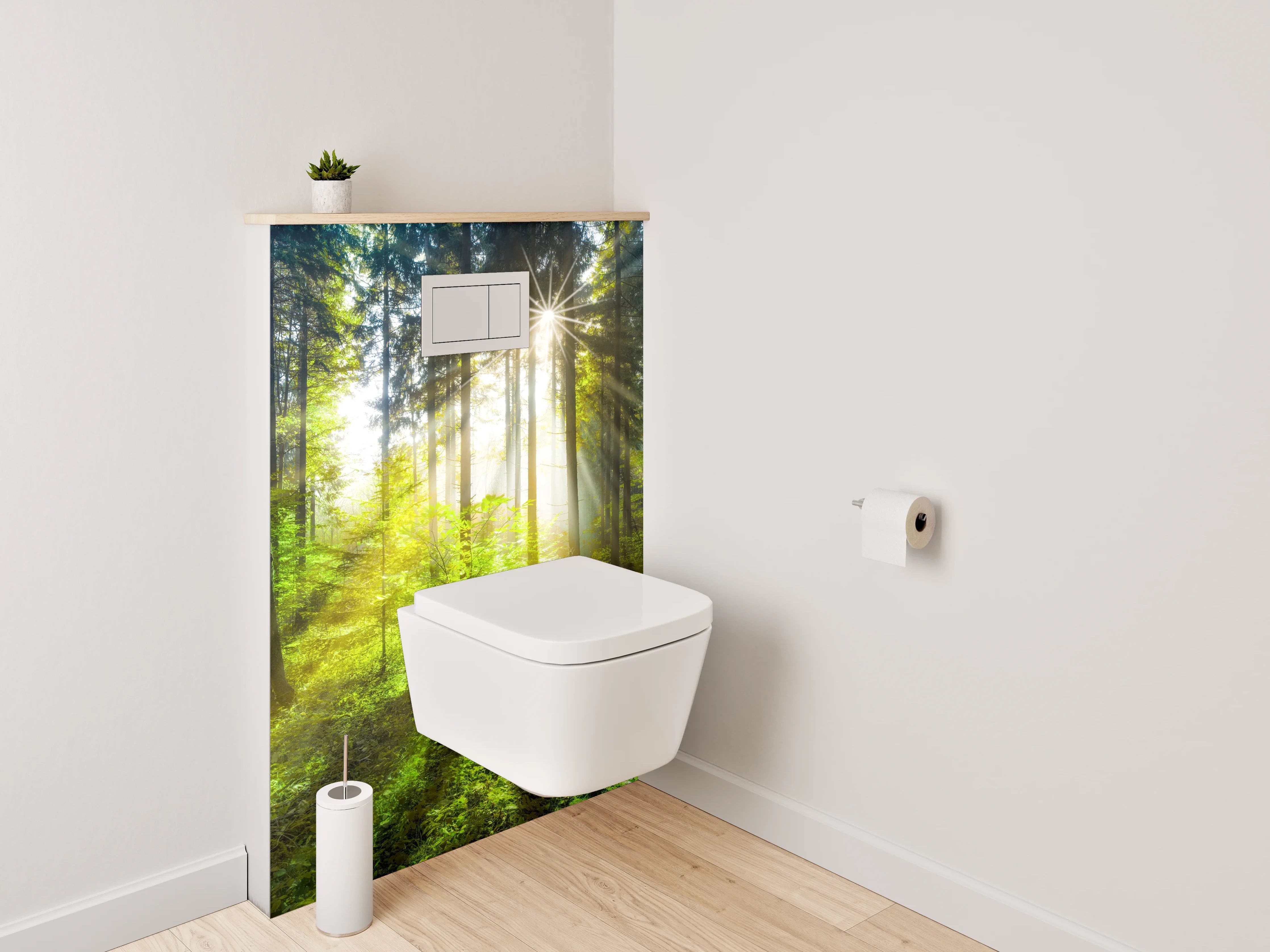 WC-Rückwand - Waldlichtung Sonnenstrahlen Naturmotiv