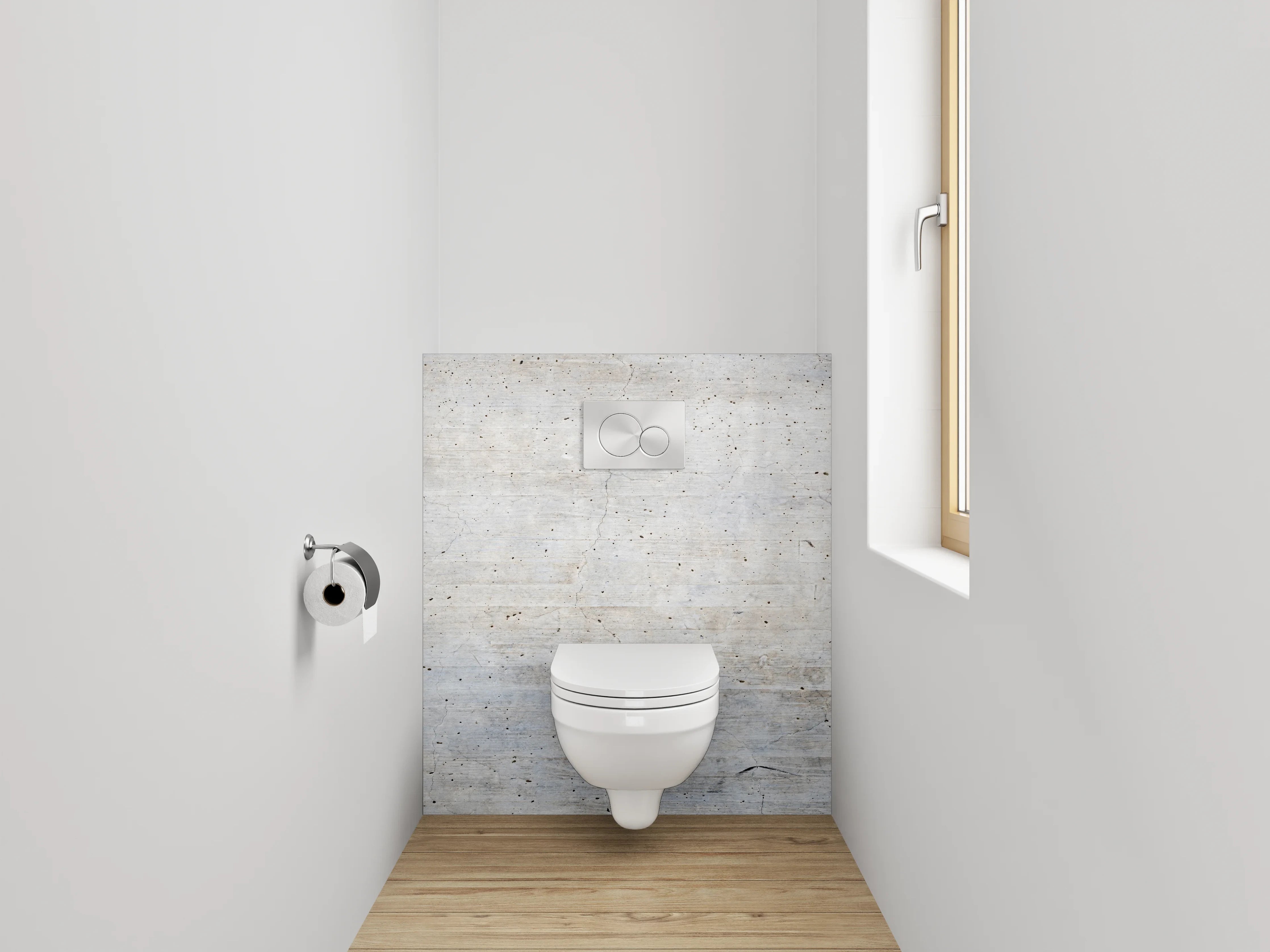 WC-Rückwand - Wanddeko Weißgrau Beton-Design