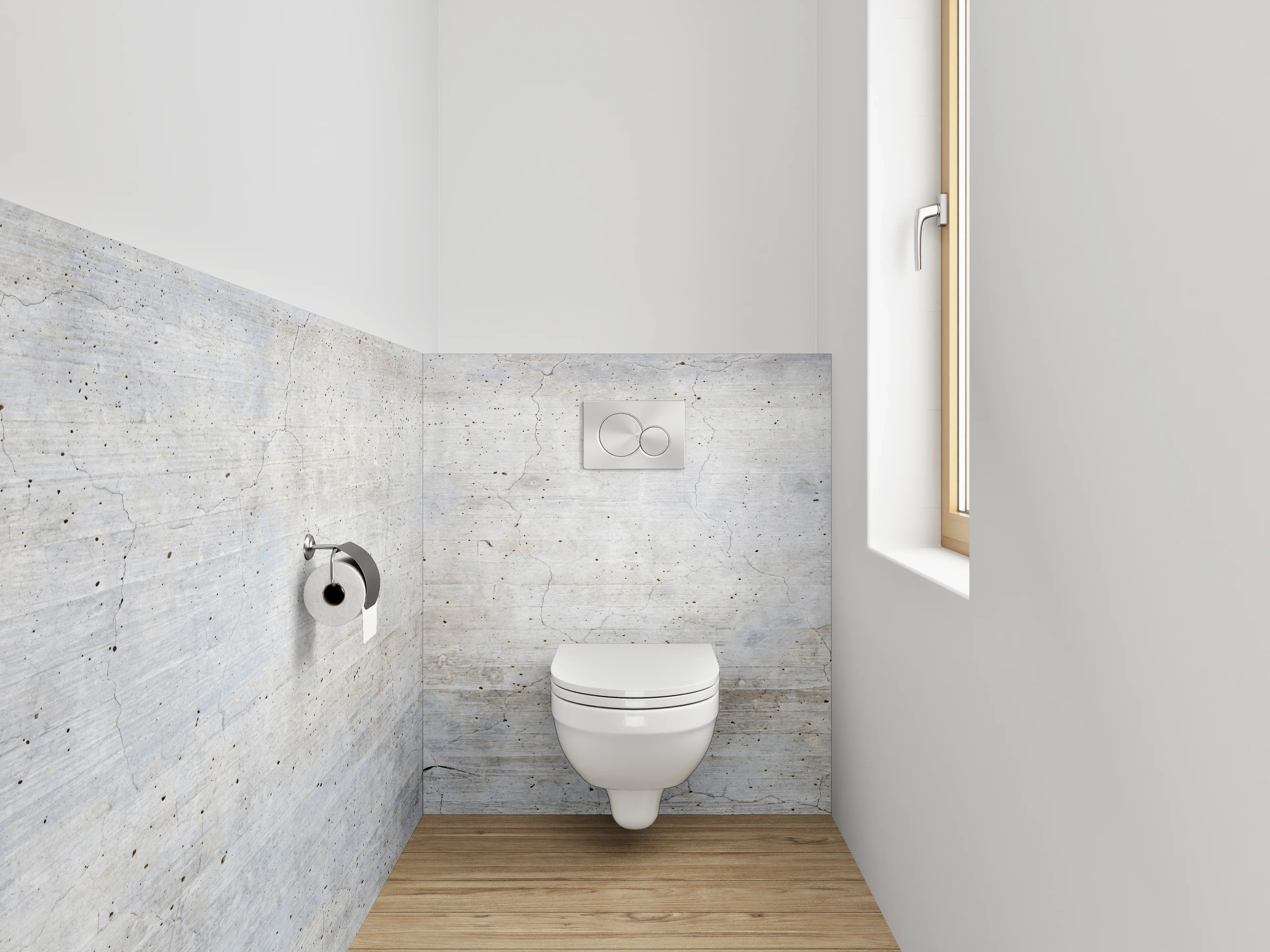 WC-Rückwand - Wanddeko Weißgrau Beton-Design