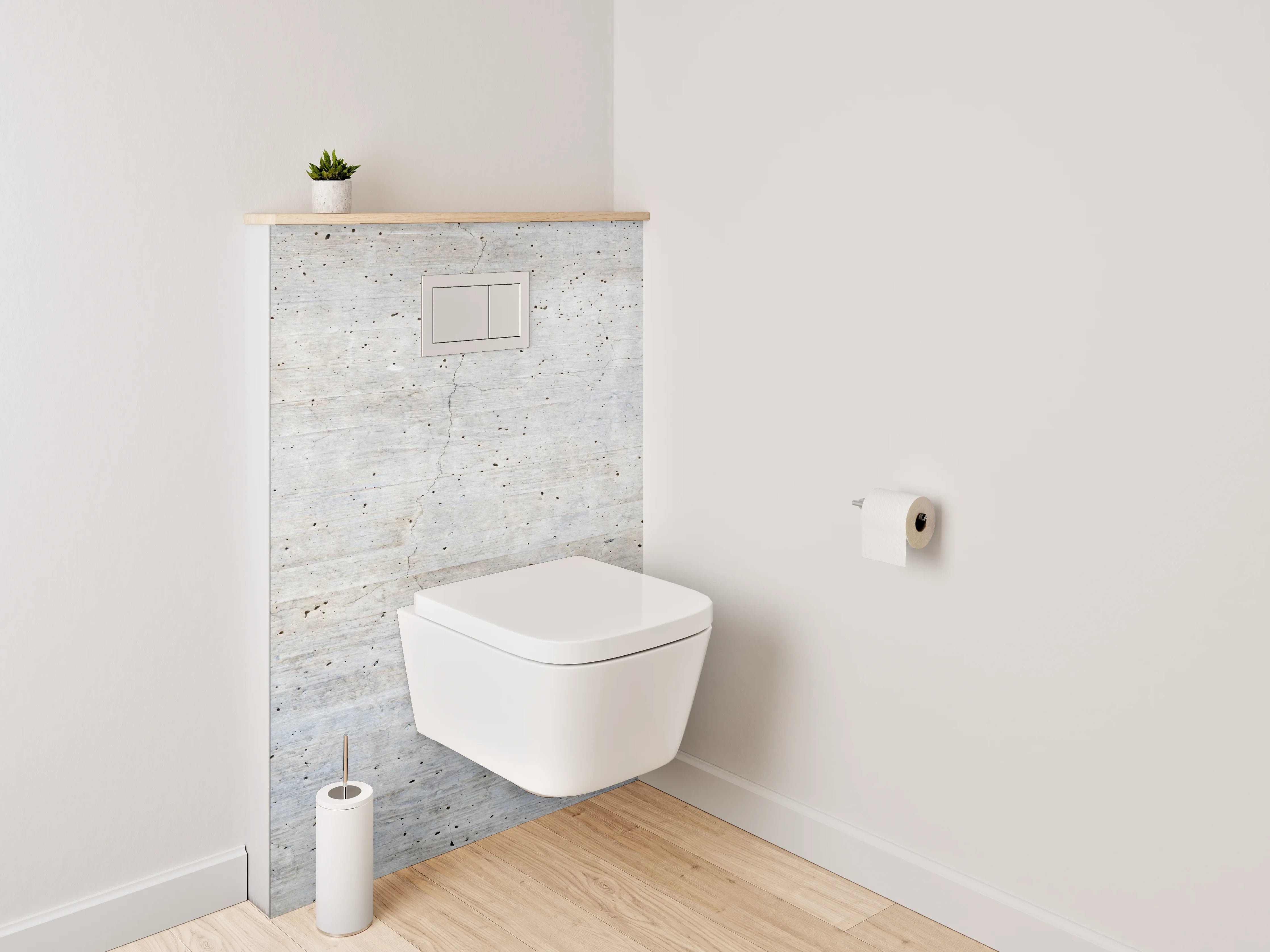WC-Rückwand - Wanddeko Weißgrau Beton-Design