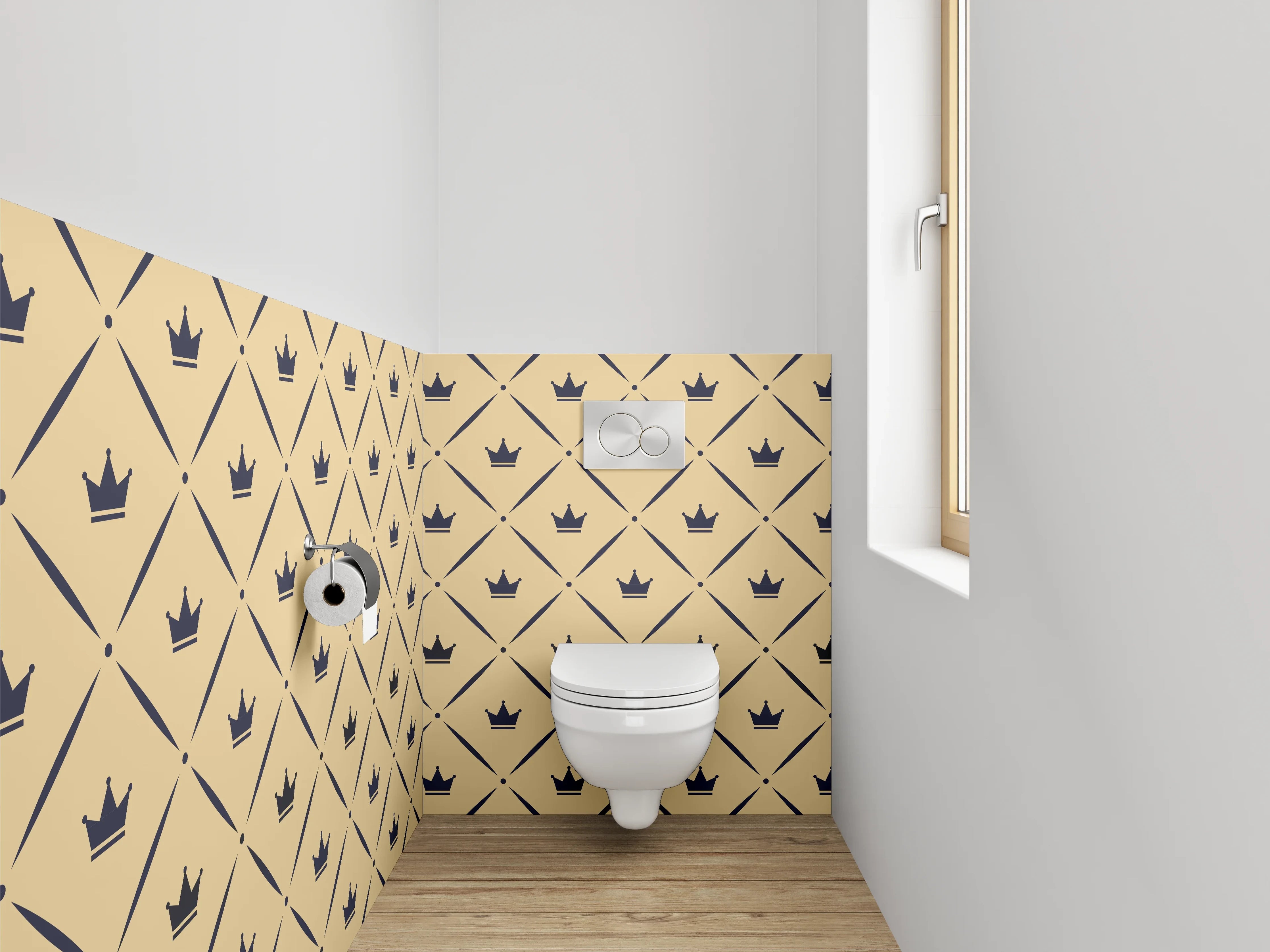 WC-Rückwand - Wandmotiv Krone Muster Beige Grau