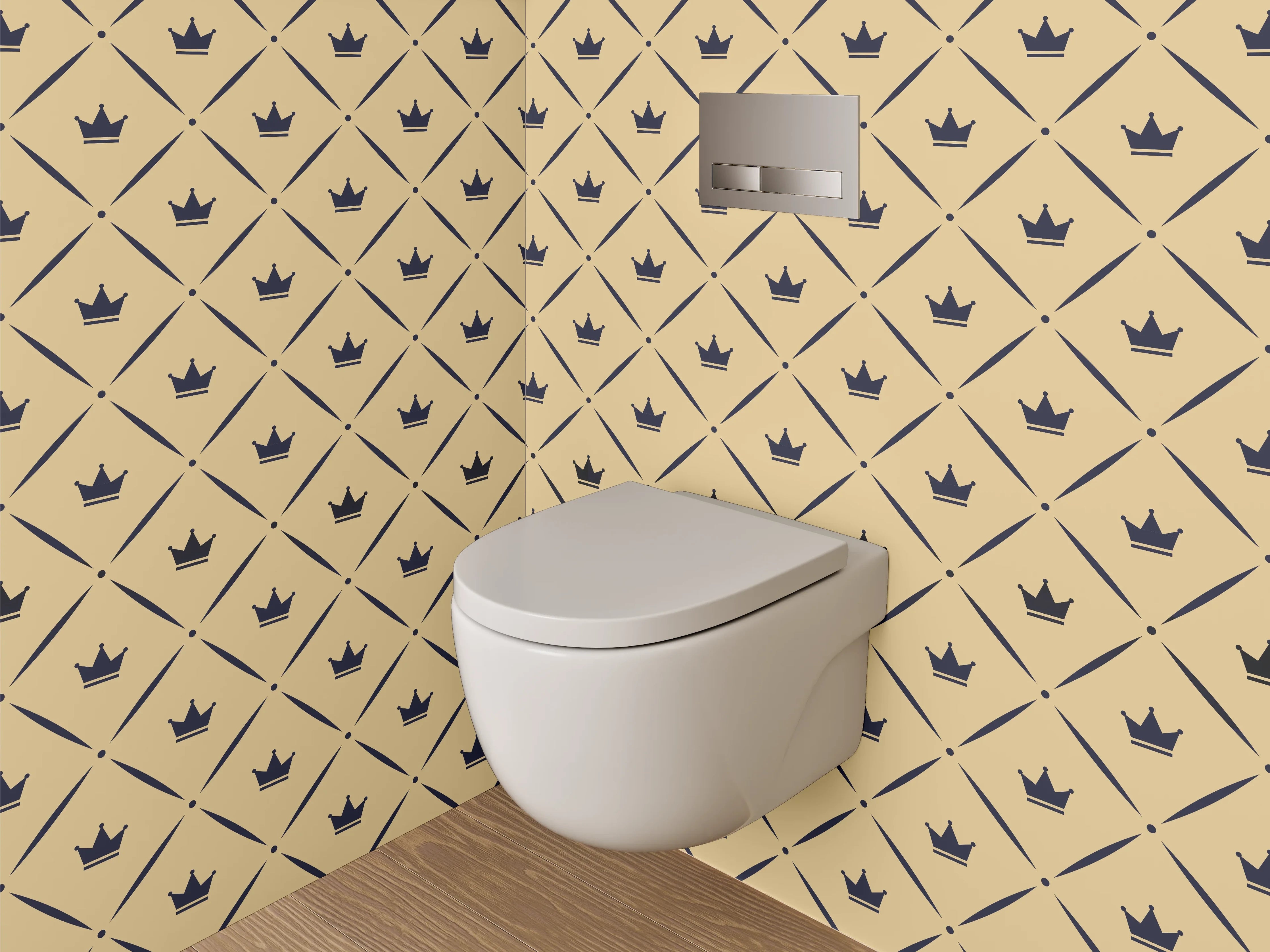 WC-Rückwand - Wandmotiv Krone Muster Beige Grau