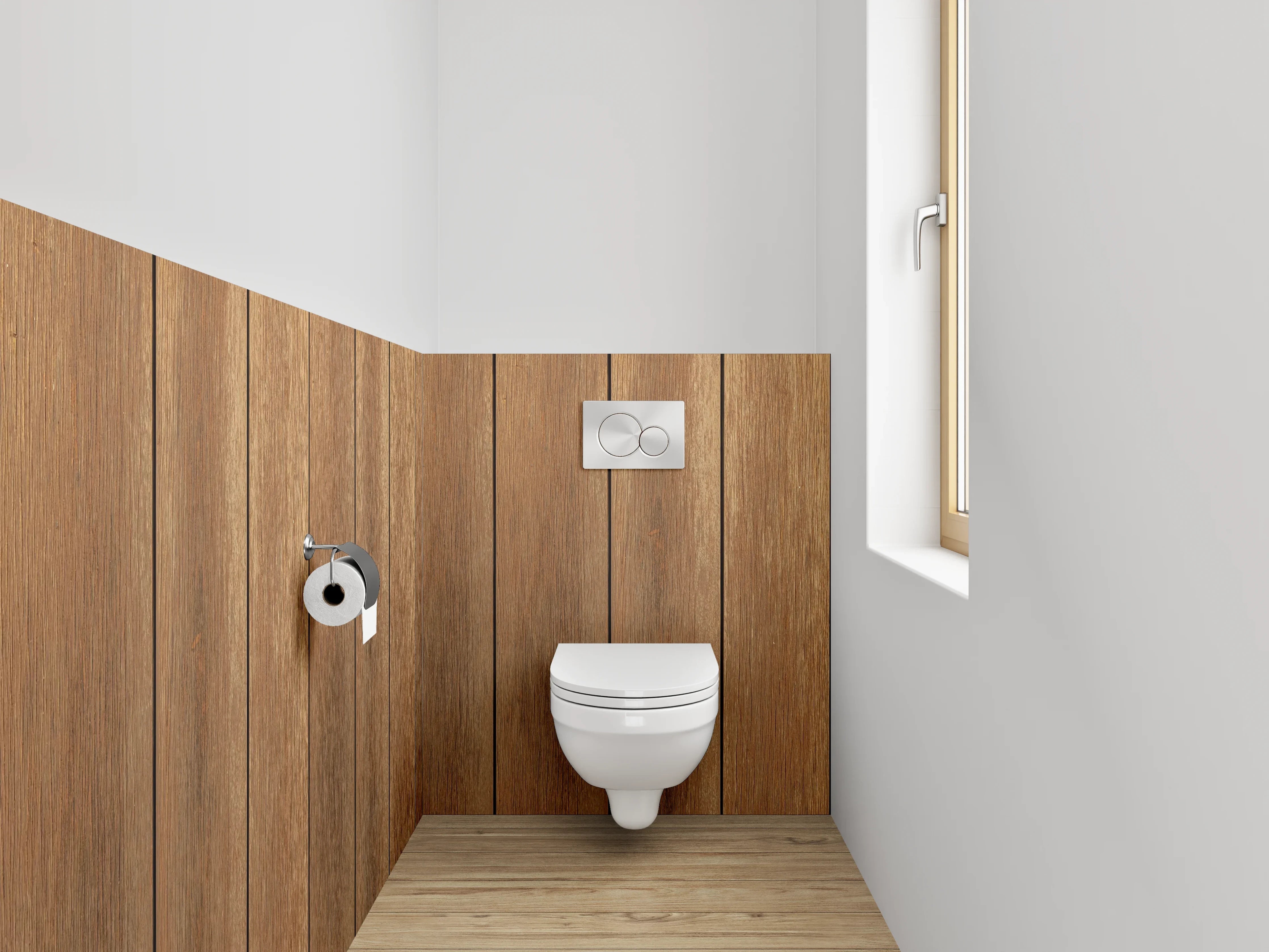 WC-Rückwand - Wandpaneel Braun-Grau in Holzstruktur