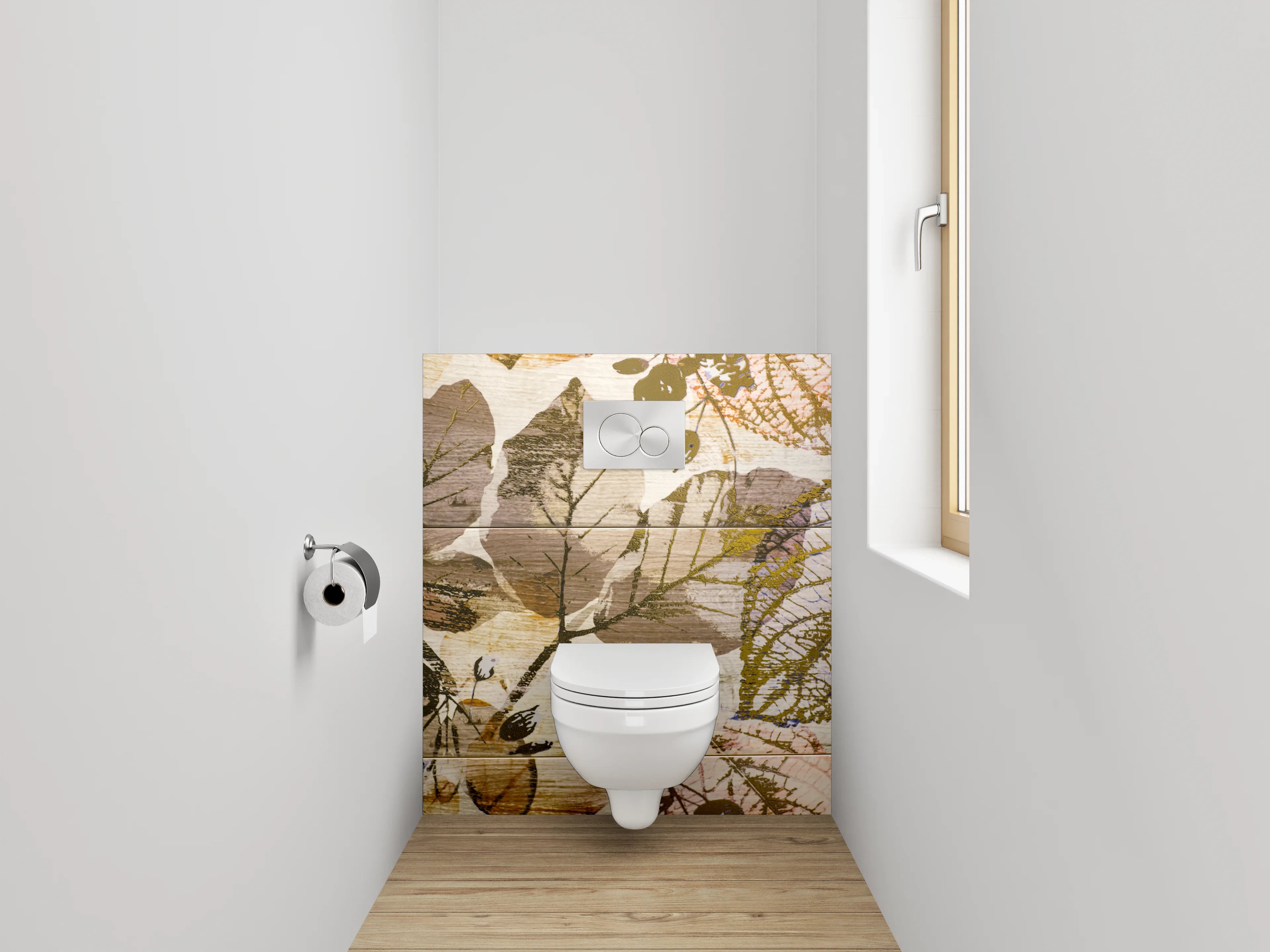 WC-Rückwand - Wandpaneel Herbarium Blätter Vintage Stil