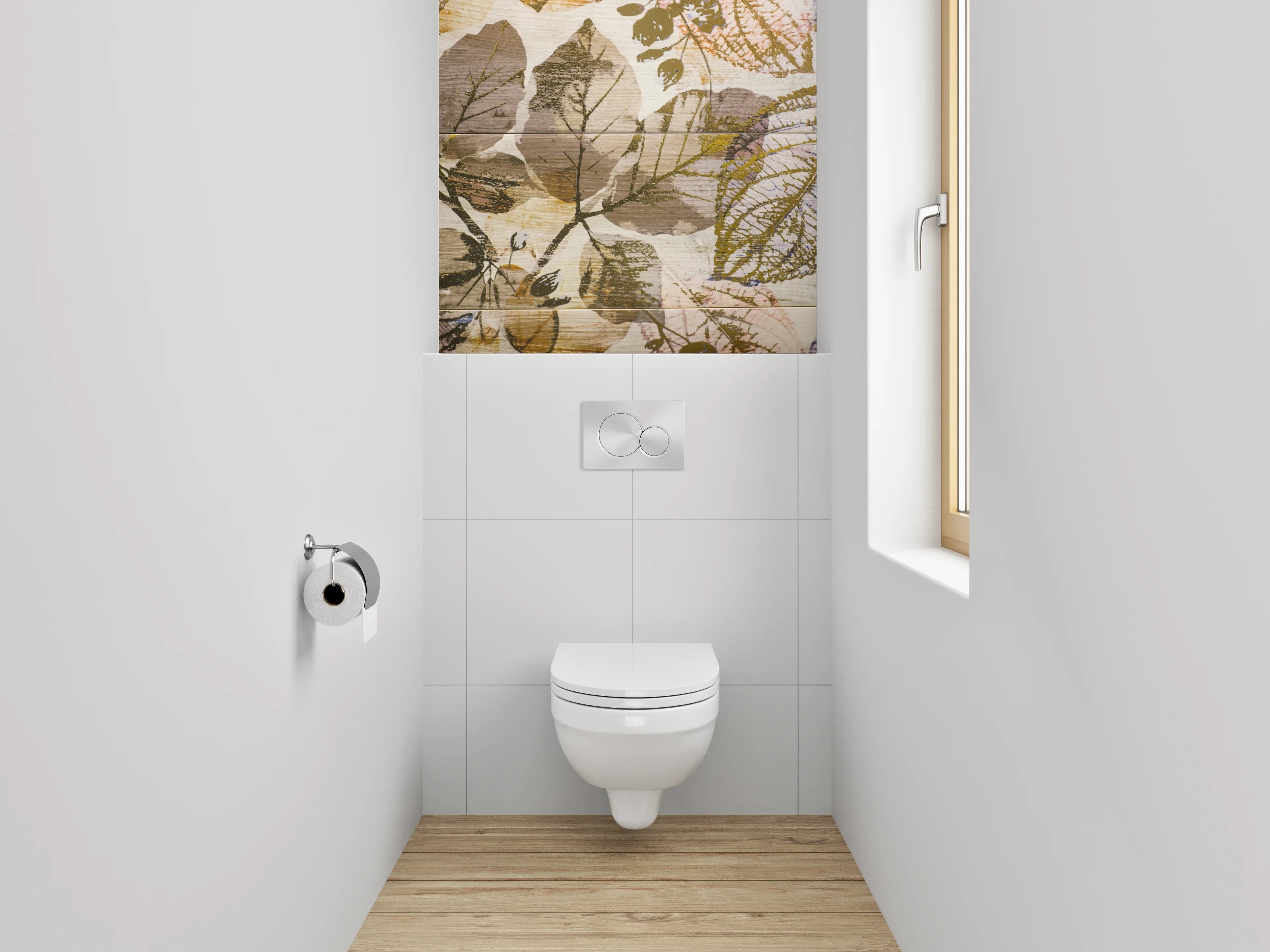 WC-Rückwand - Wandpaneel Herbarium Blätter Vintage Stil