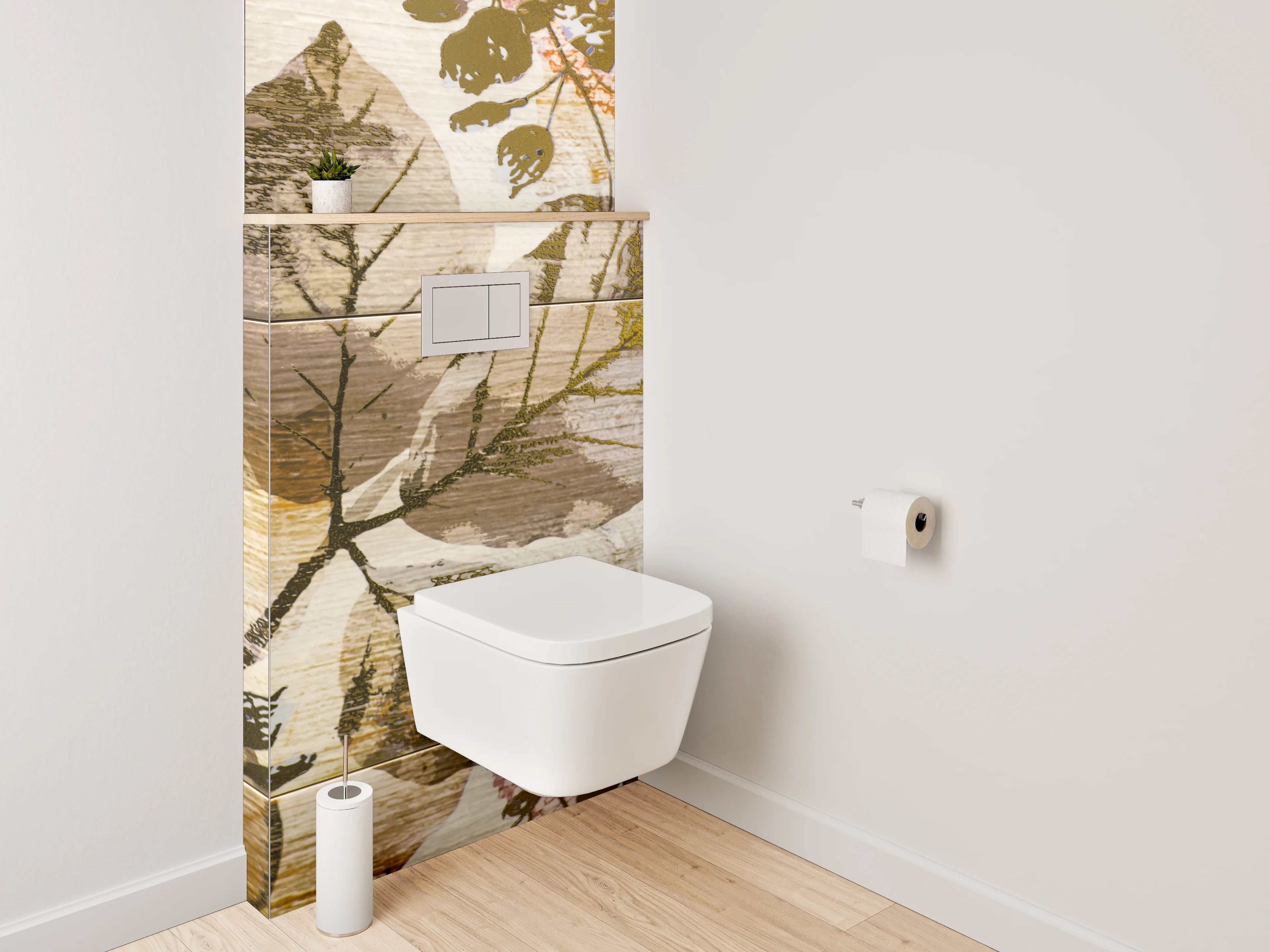 WC-Rückwand - Wandpaneel Herbarium Blätter Vintage Stil