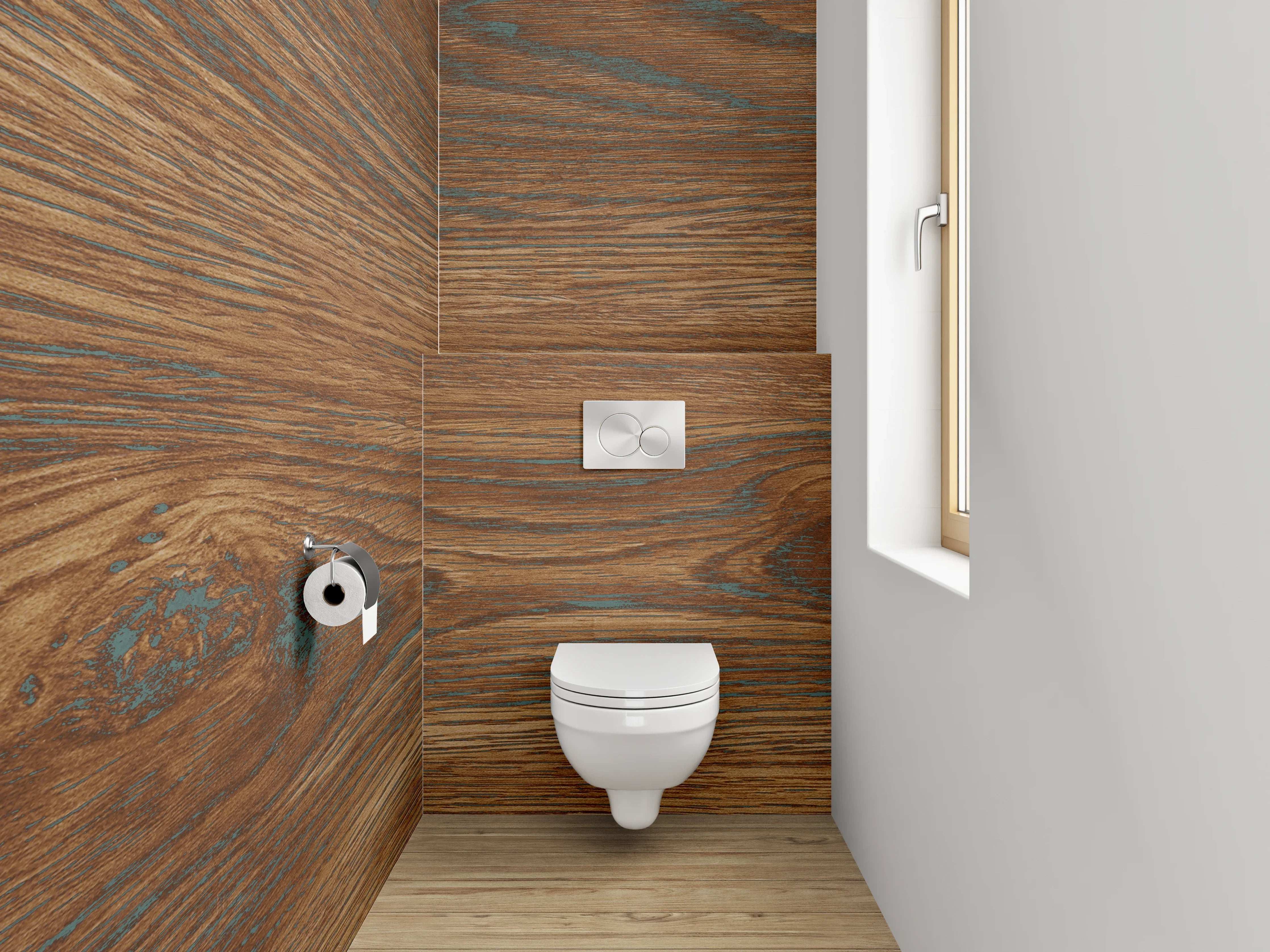 WC-Rückwand - Warme Holzmaserung