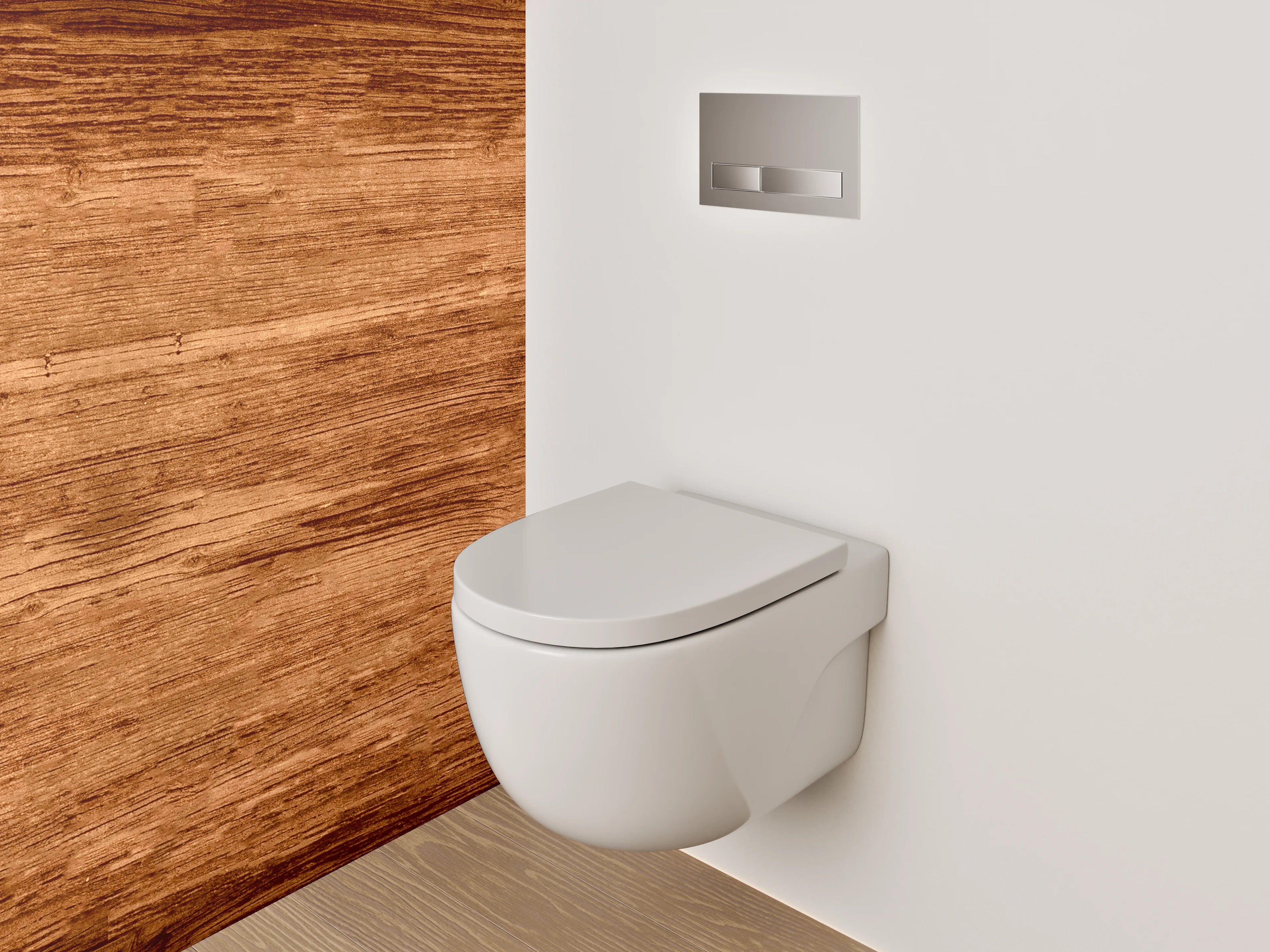 WC-Rückwand - Warme Holzmaserung im Naturstil