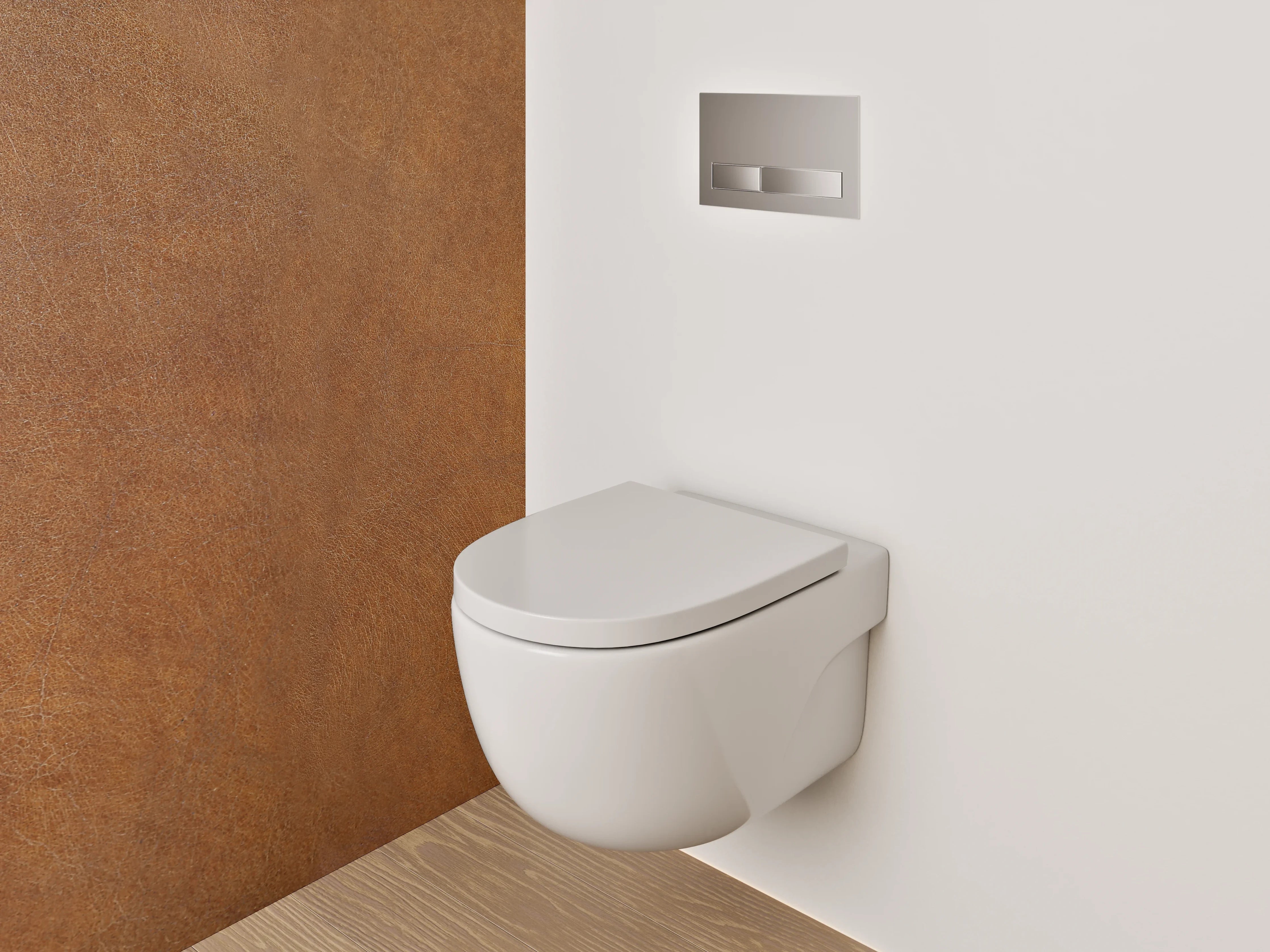 WC-Rückwand - Warme Holzoptik für Badezimmer