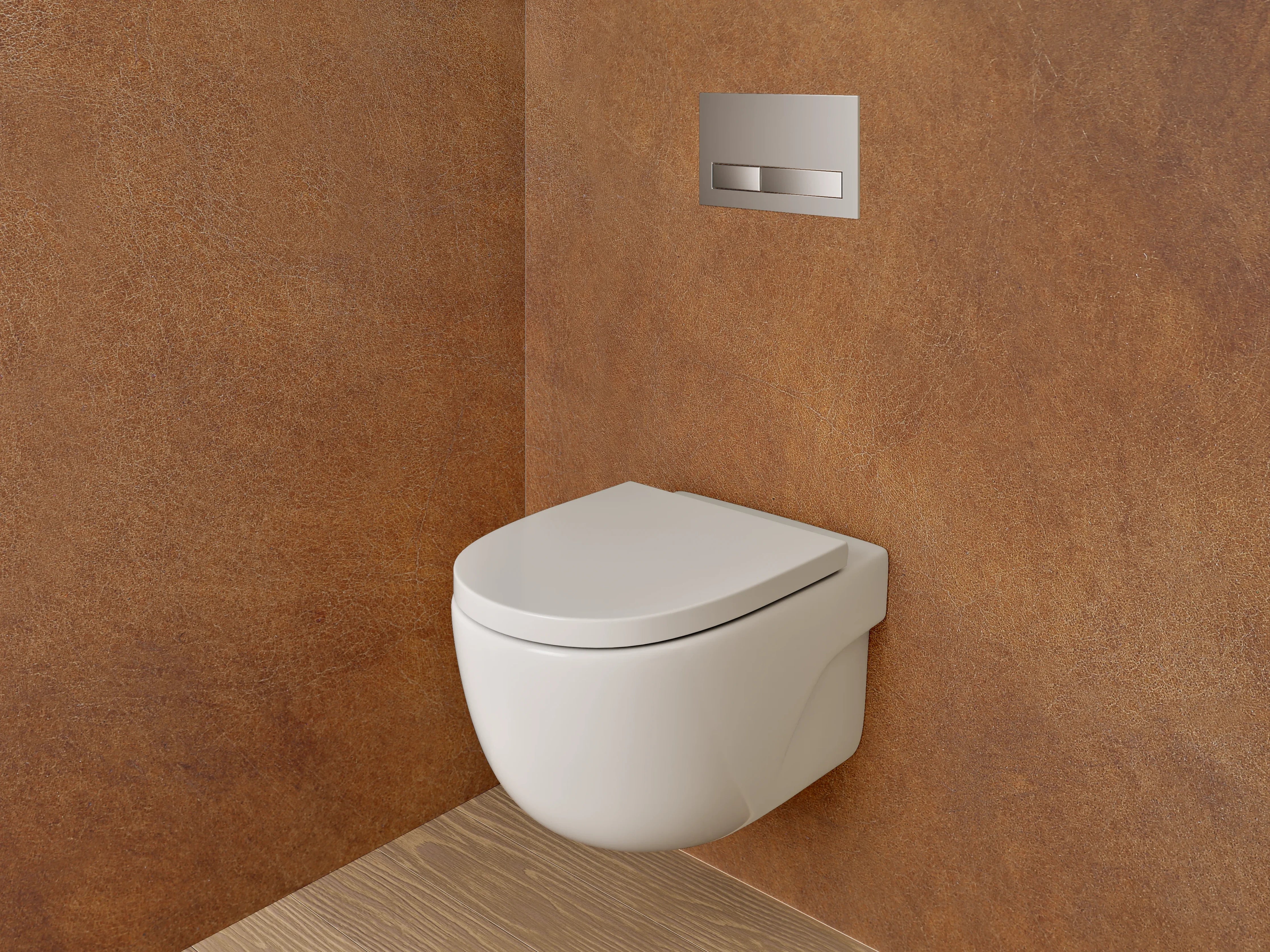 WC-Rückwand - Warme Holzoptik für Badezimmer