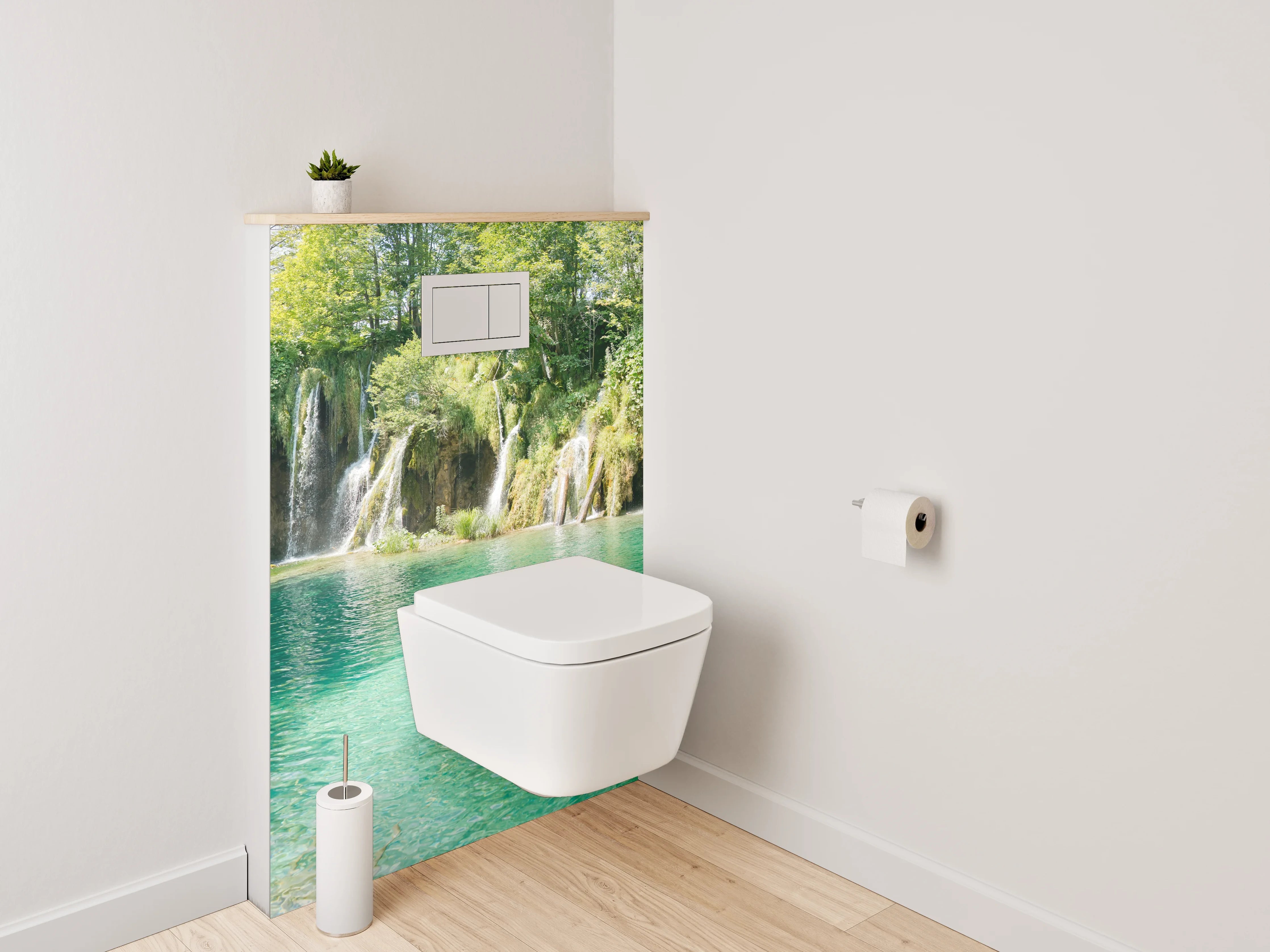WC-Rückwand - Wasserfall Idylle am smaragdgrünen See