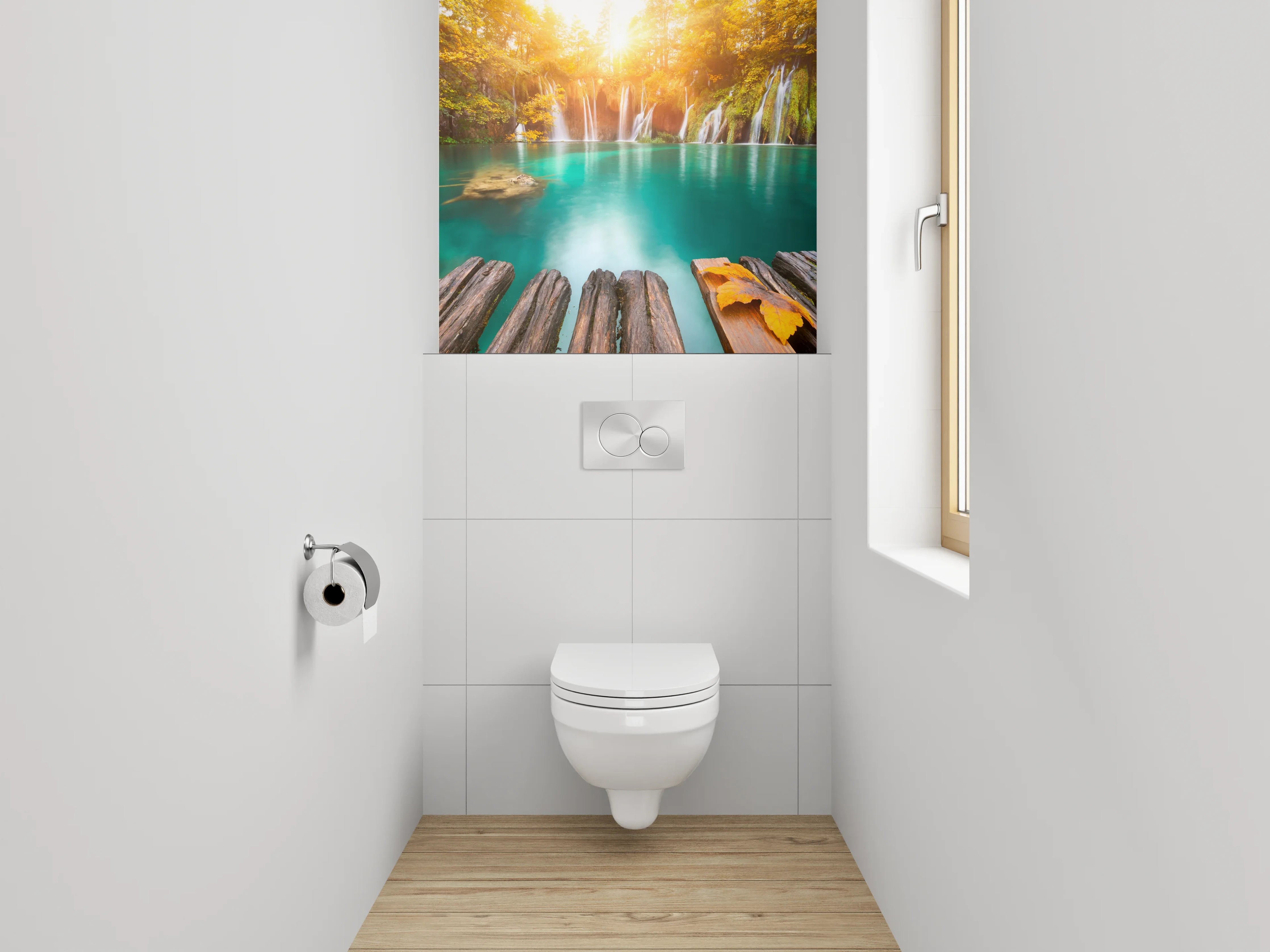 WC-Rückwand - Wasserfall Idylle im Sonnenlicht