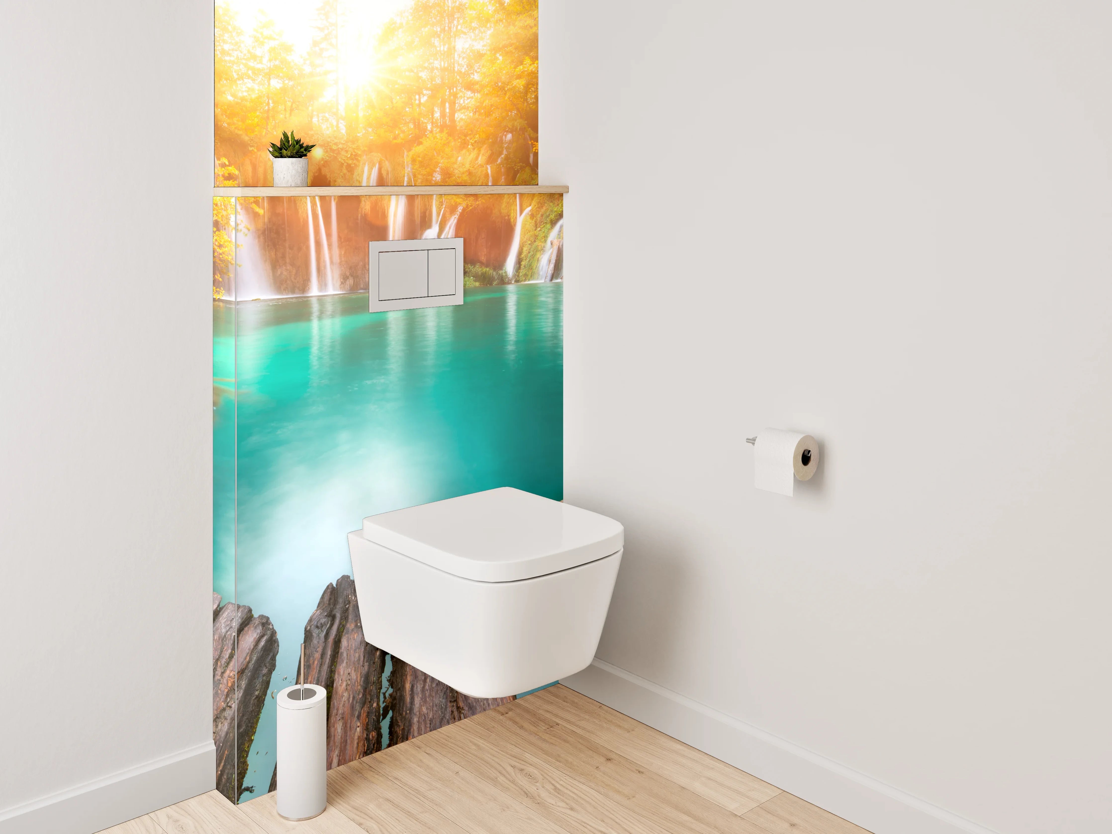 WC-Rückwand - Wasserfall Idylle im Sonnenlicht
