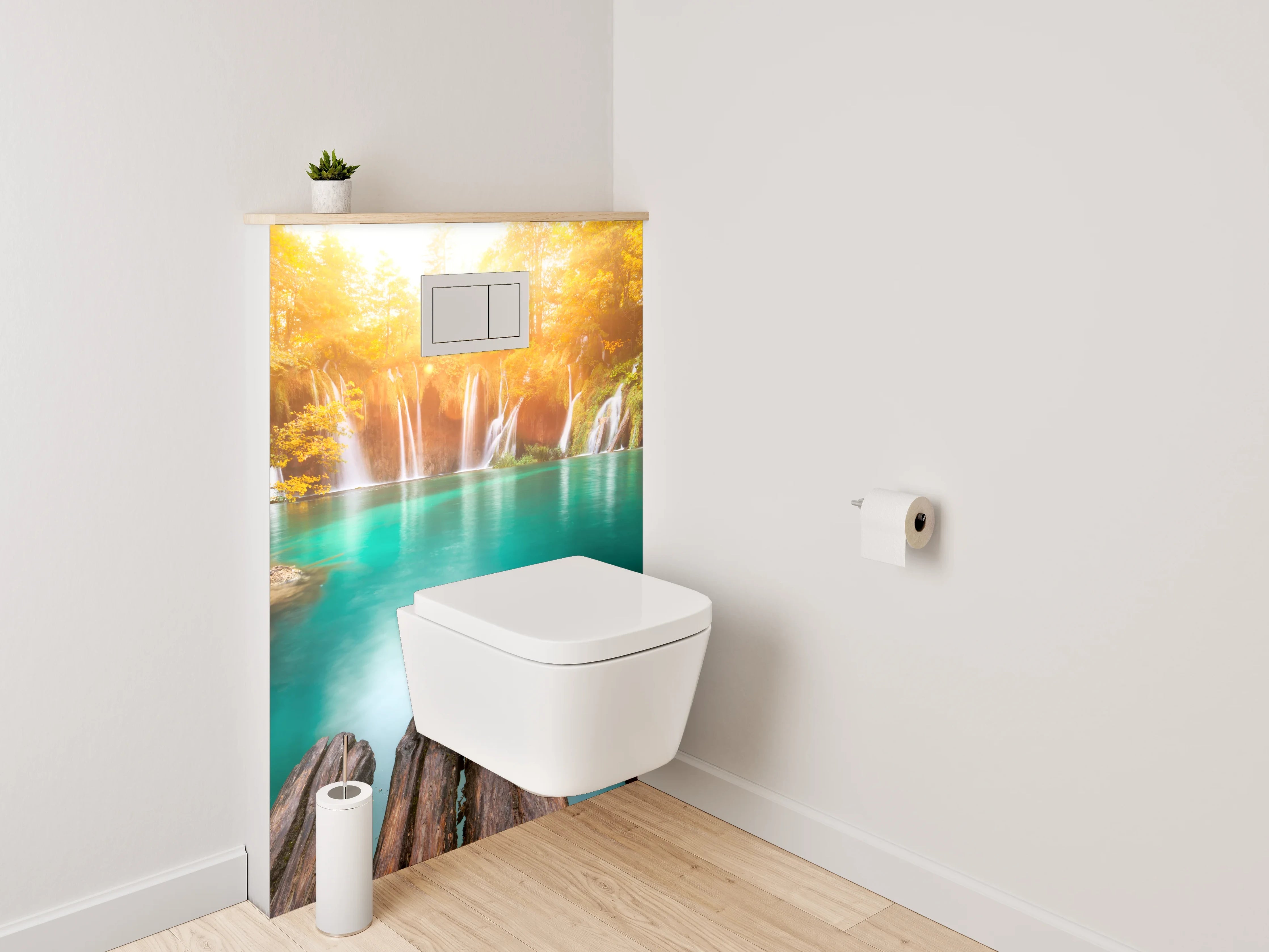 WC-Rückwand - Wasserfall Idylle im Sonnenlicht