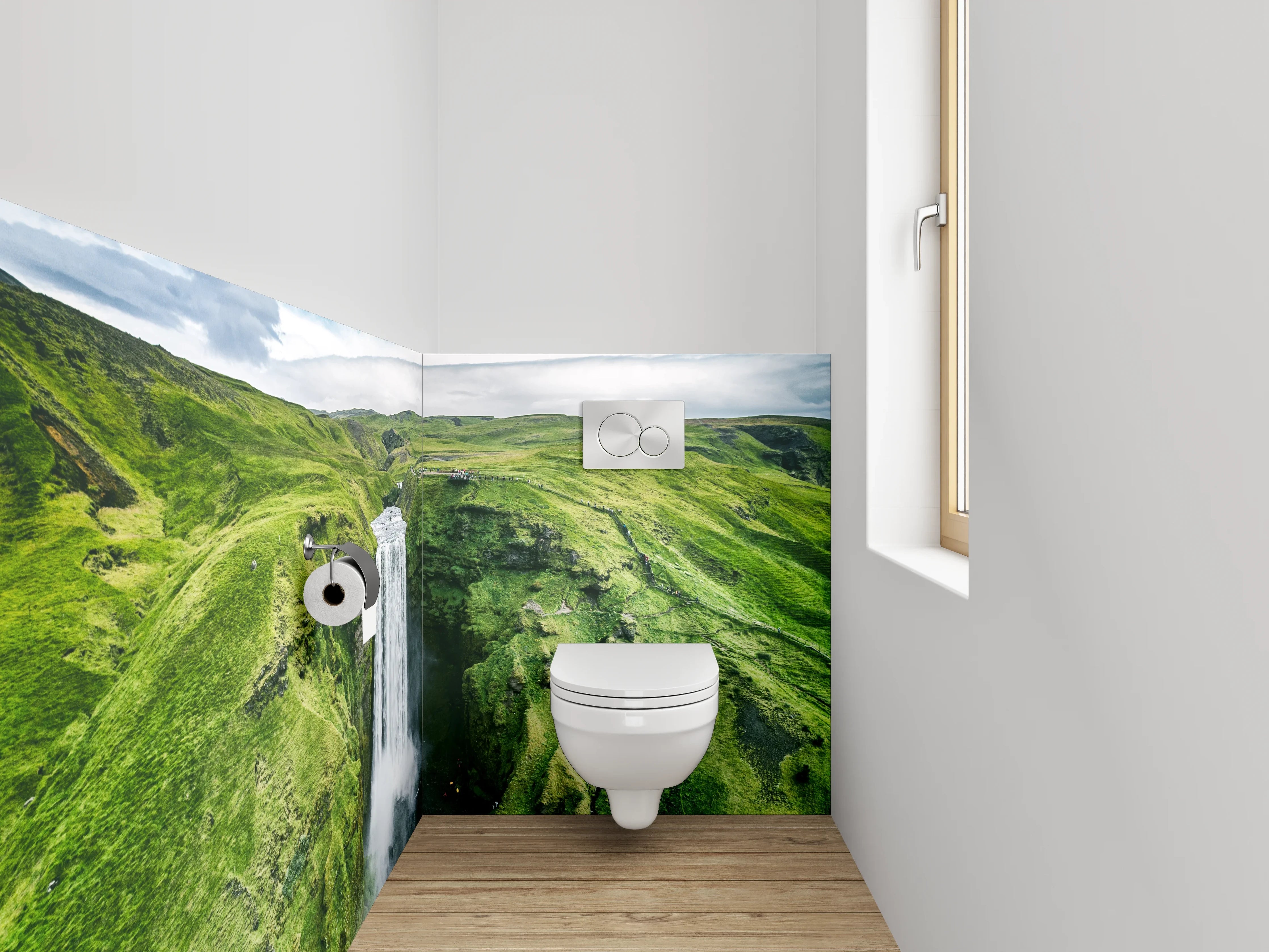 WC-Rückwand - Wasserfall Island – Naturlandschaft pur