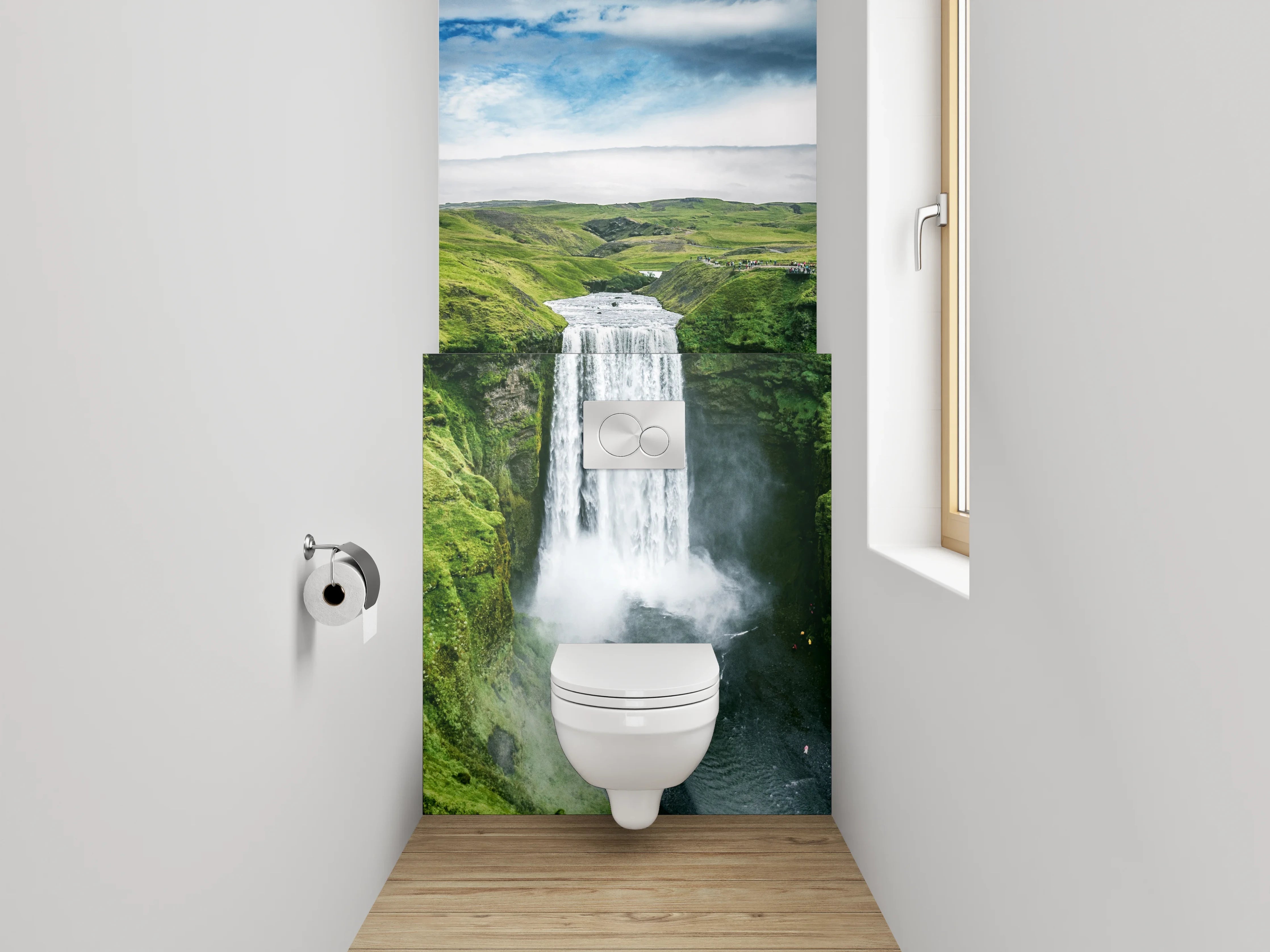 WC-Rückwand - Wasserfall Island – Naturlandschaft pur