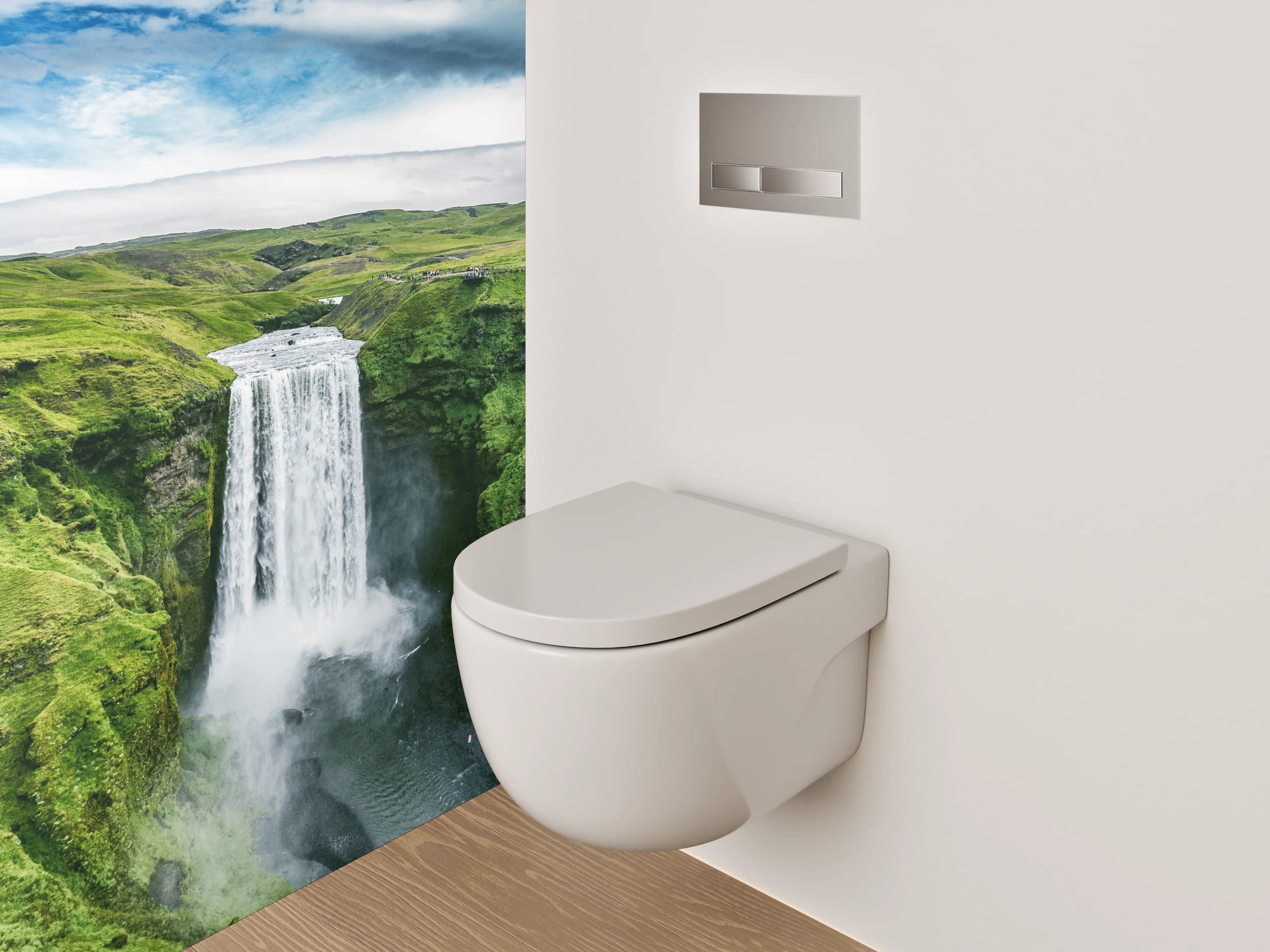 WC-Rückwand - Wasserfall Island – Naturlandschaft pur