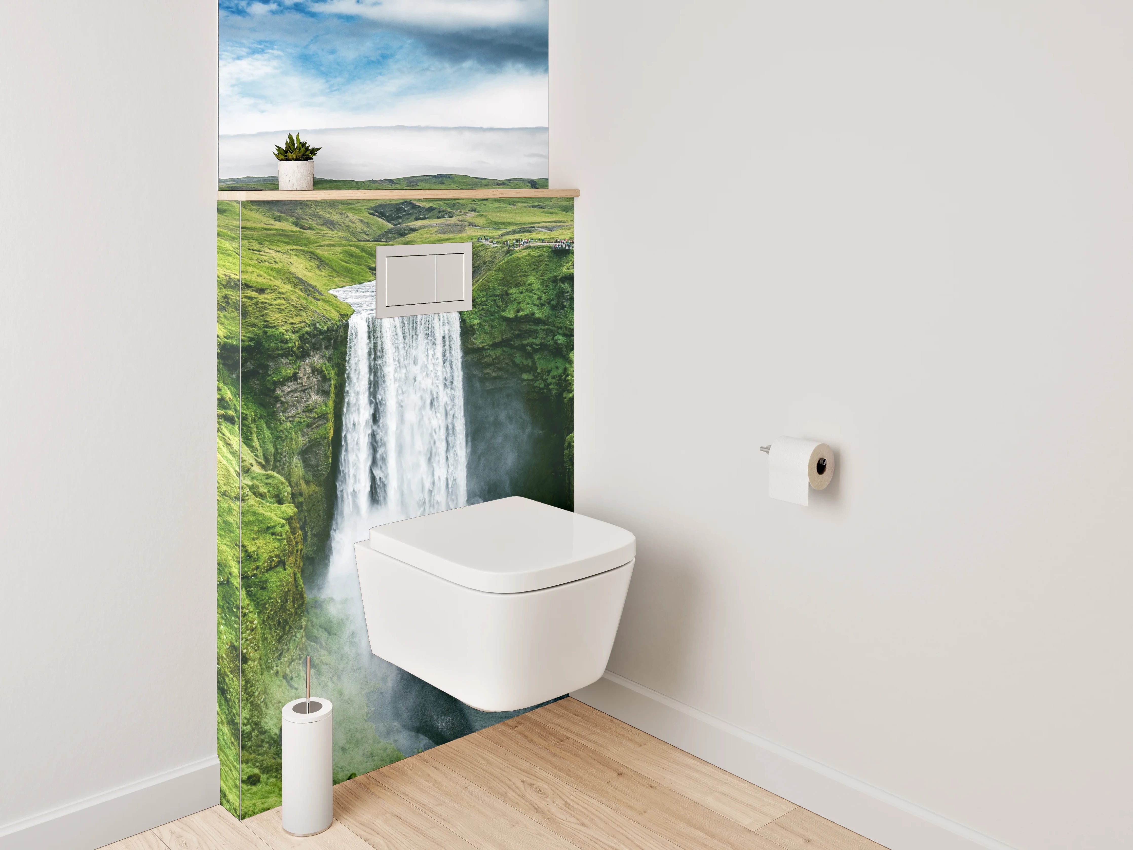 WC-Rückwand - Wasserfall Island – Naturlandschaft pur