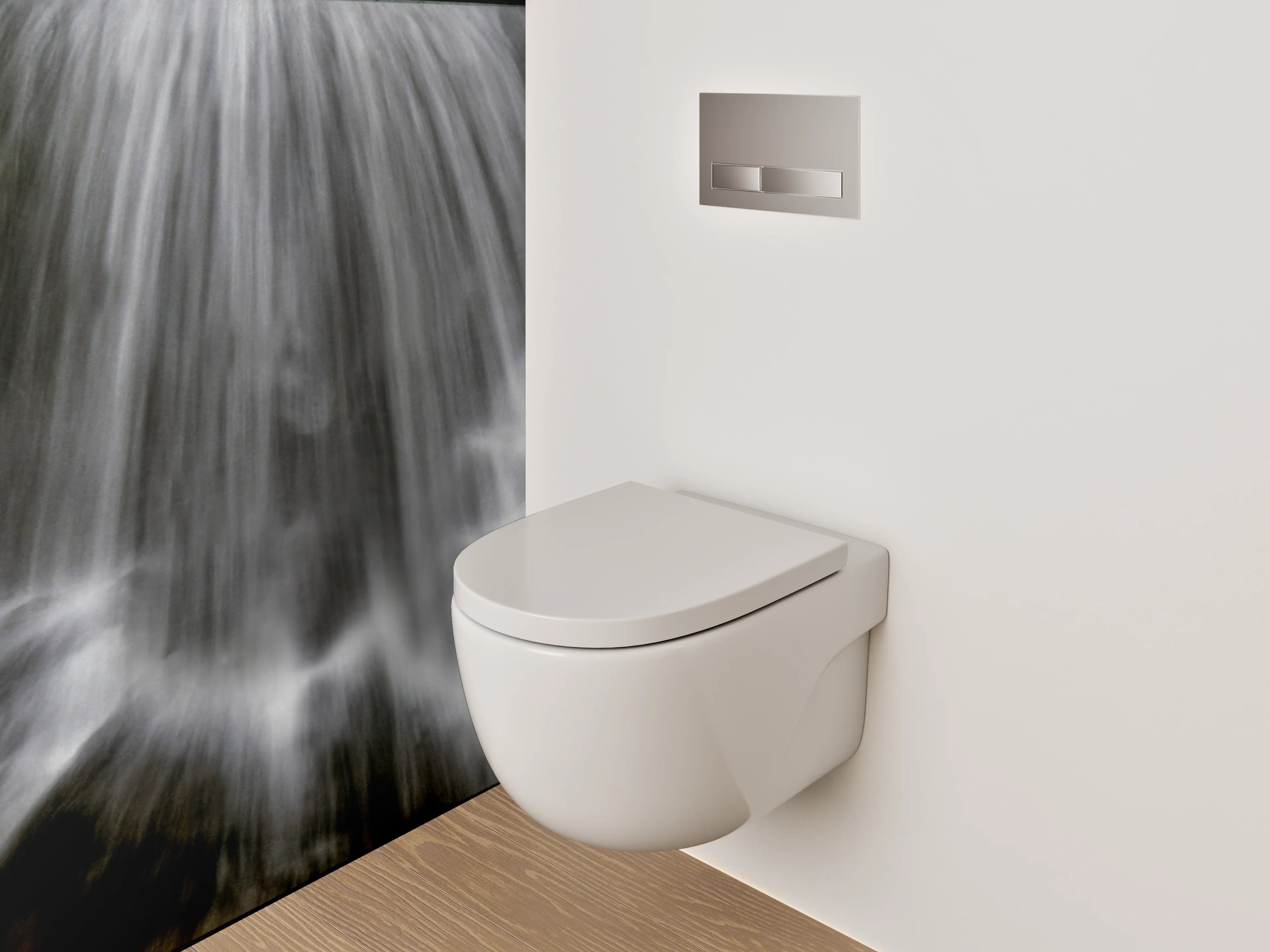 WC-Rückwand - Wasserfall abstrakt weiß schwarz