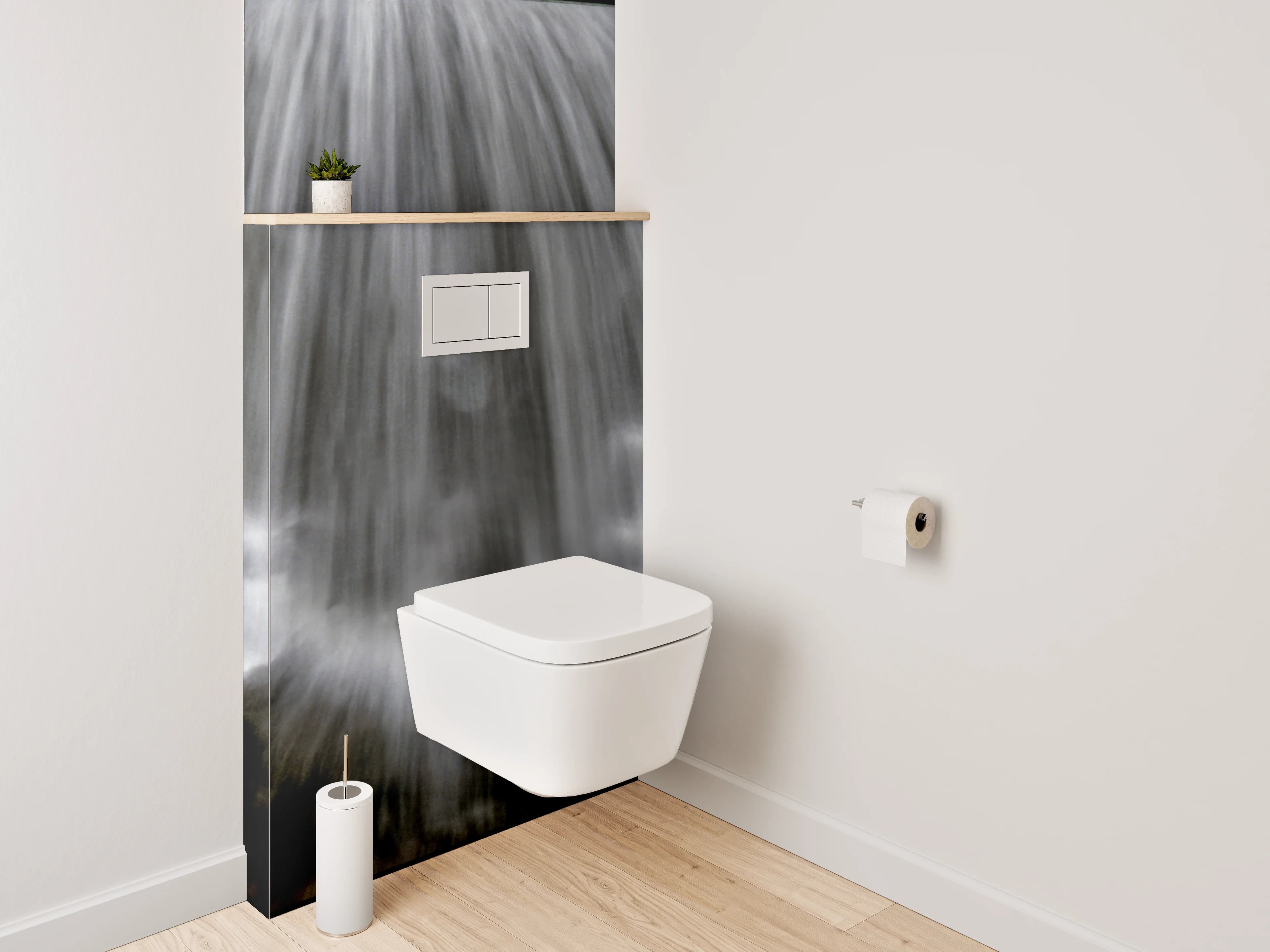 WC-Rückwand - Wasserfall abstrakt weiß schwarz