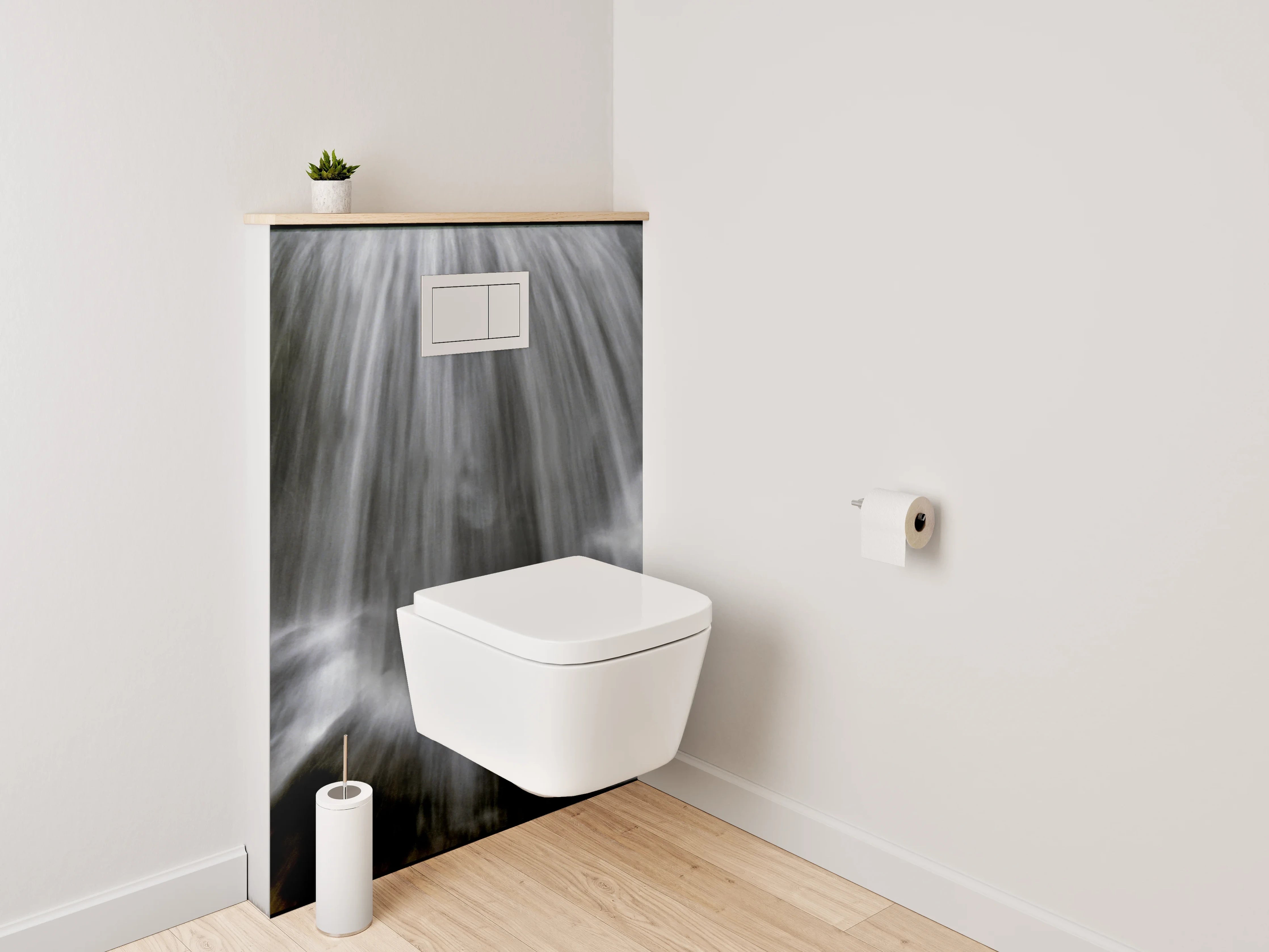 WC-Rückwand - Wasserfall abstrakt weiß schwarz