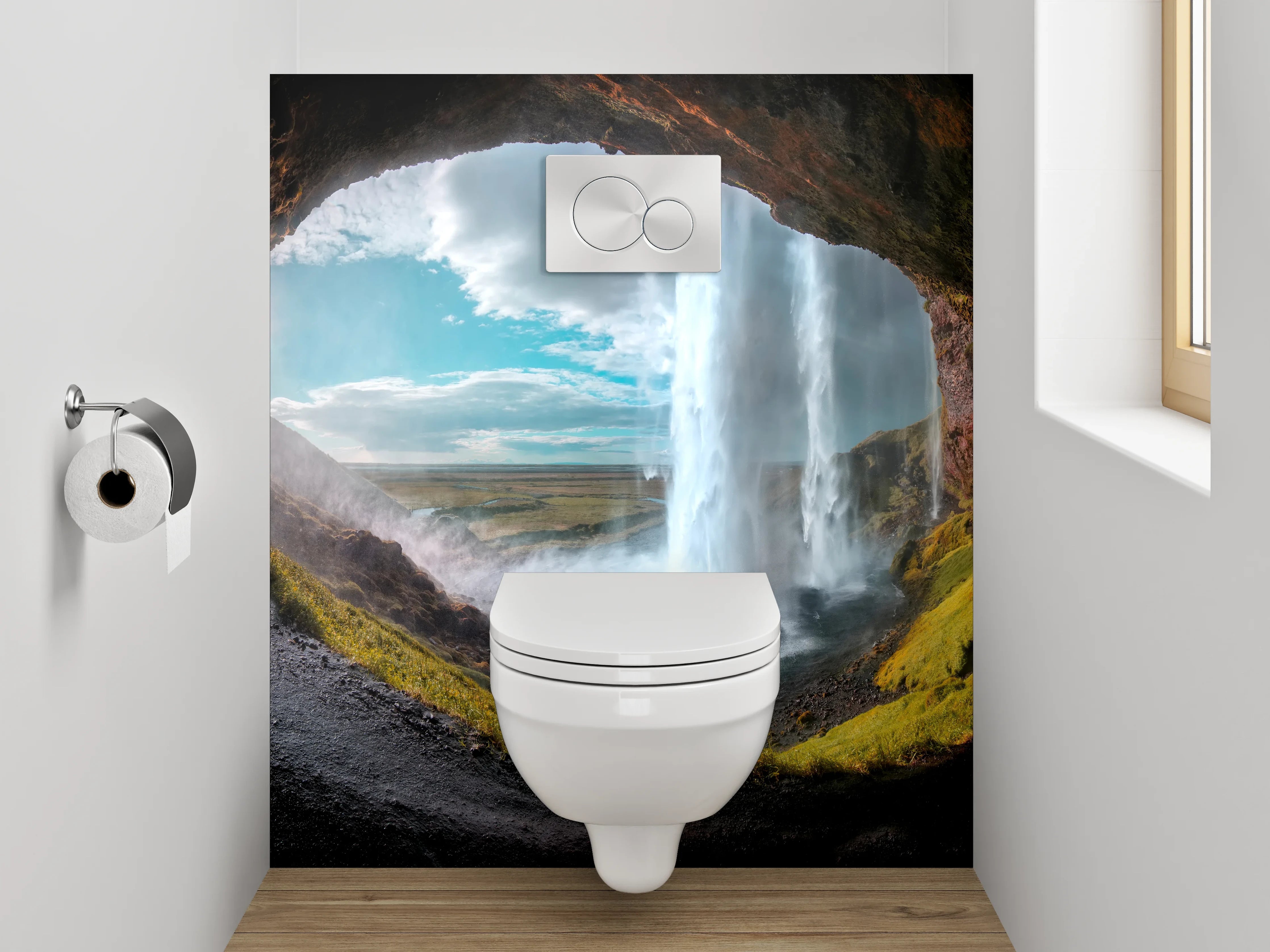 WC-Rückwand - Wasserfall aus der Höhle – Naturidylle