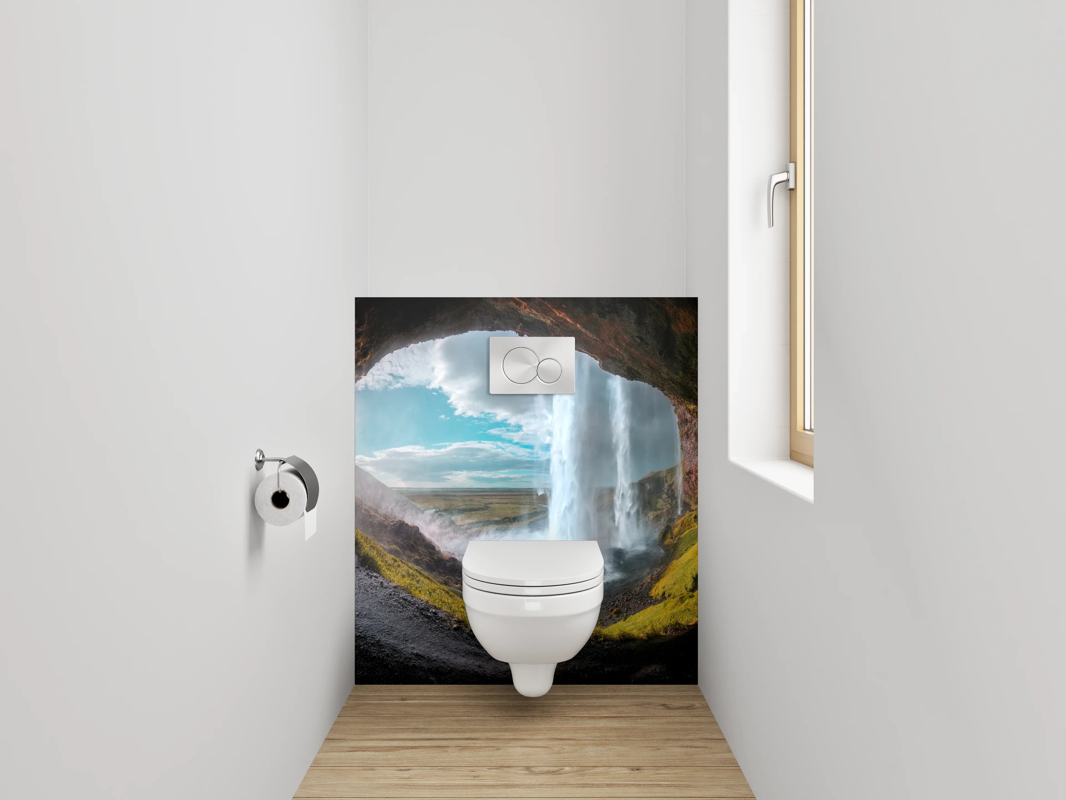 WC-Rückwand - Wasserfall aus der Höhle – Naturidylle